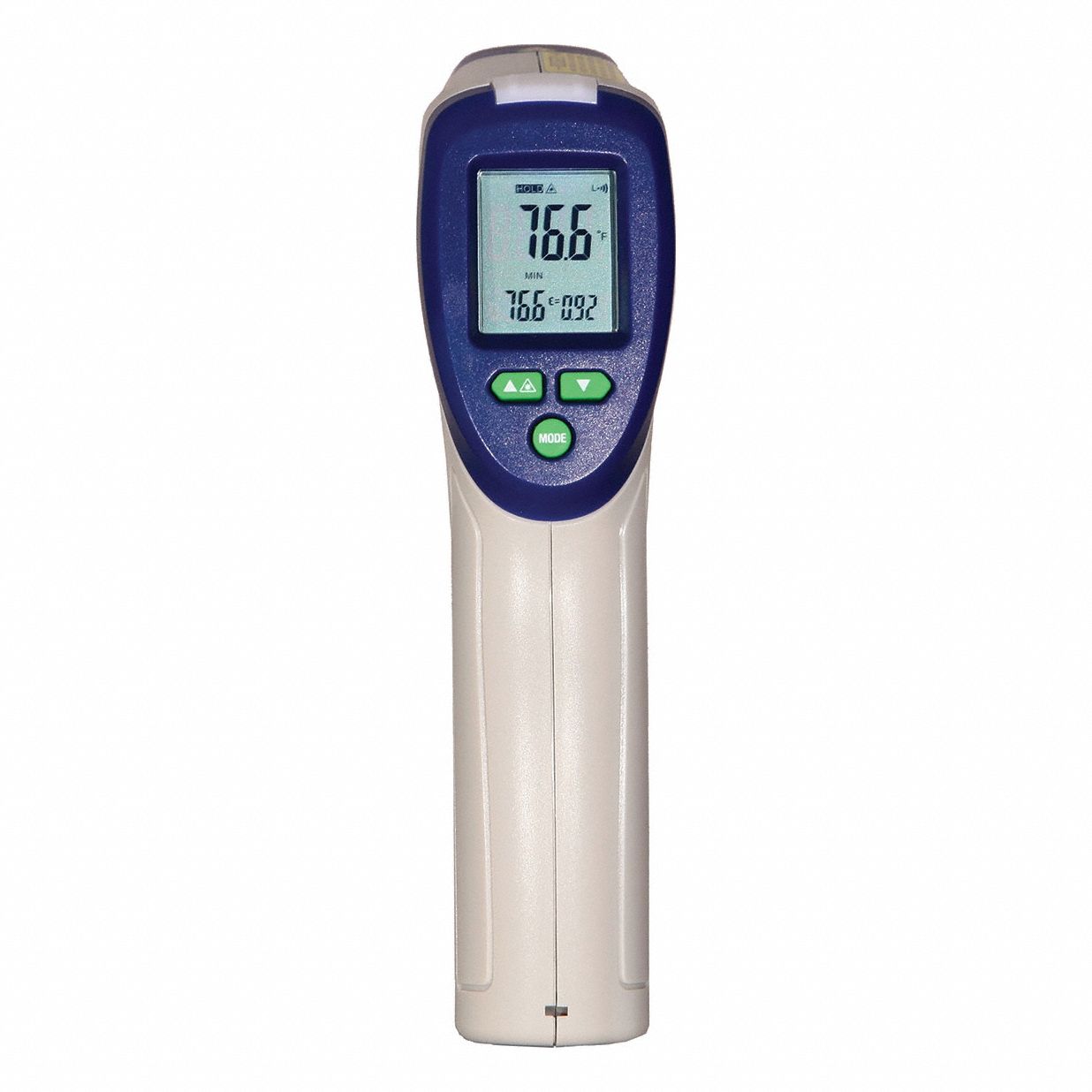 Infrared Thermometer: -31° to 1,472°F, Yes, NIST, 1 in @ 20 in Focus, Adj 0.10 to 1.00
