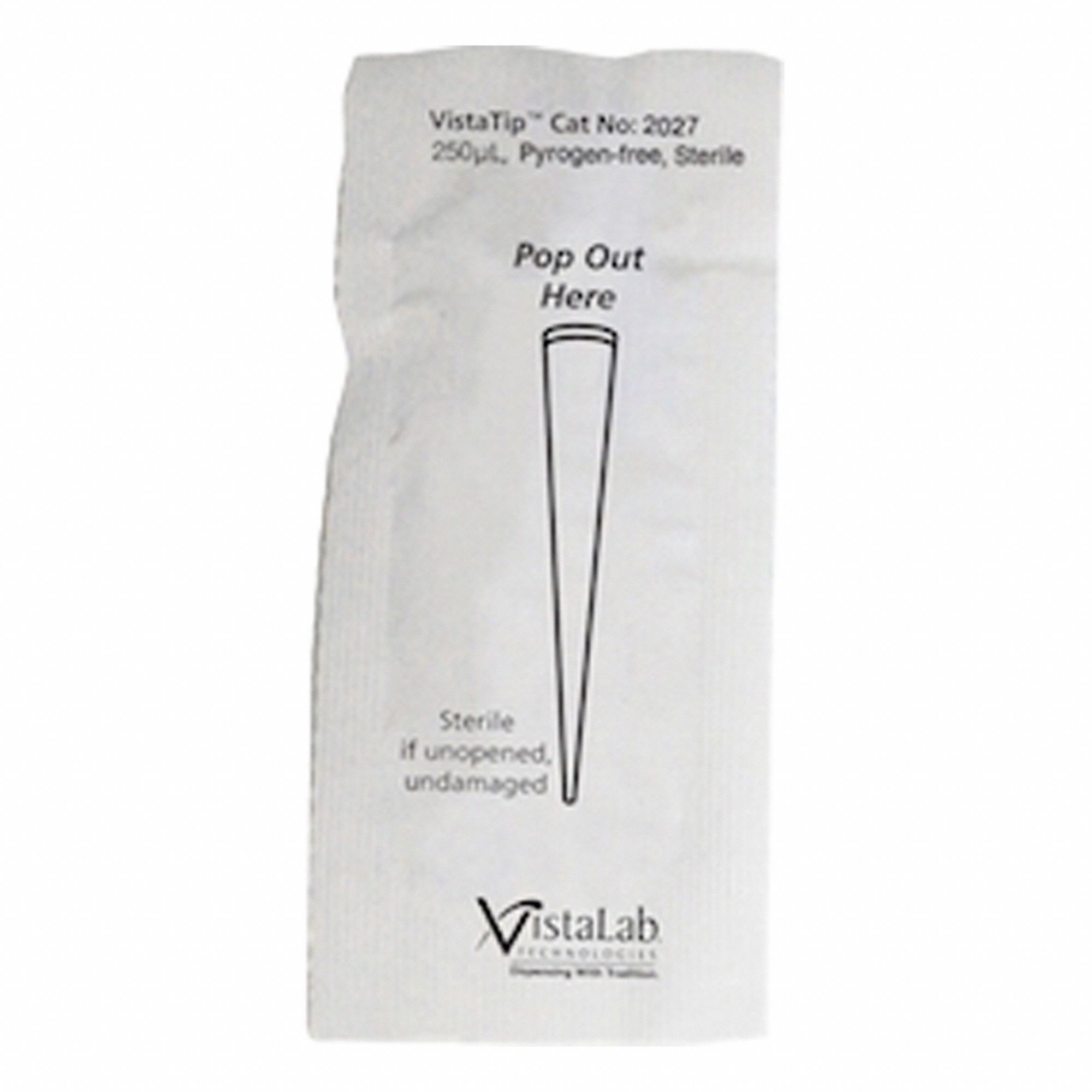 Pipette Tip: Sterile, 250 ul Capacity, Individually Wrapped, No Filter, Polypropylene, 200