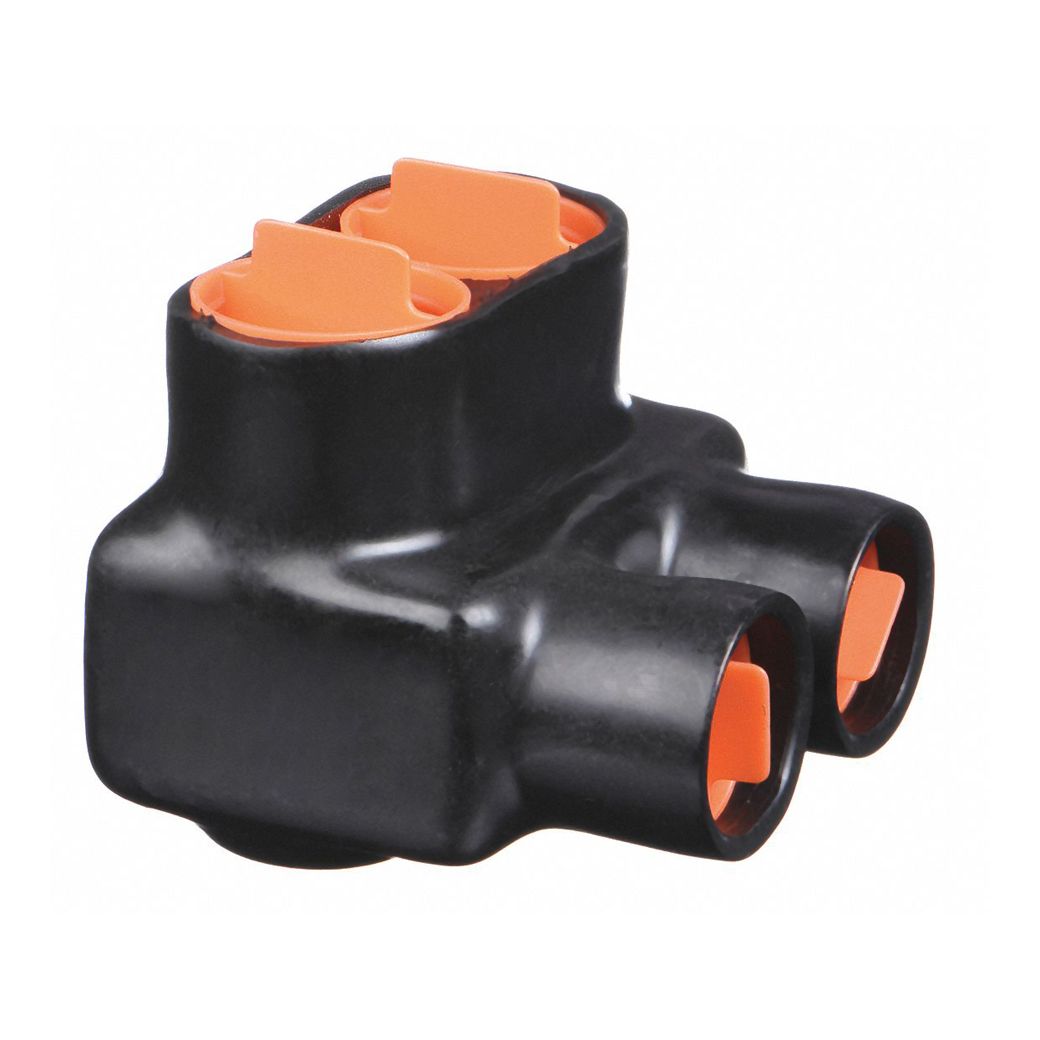 Multitap Connector: 2 Port, Single-Sided Entry, 6 AWG – 500 kcmil Wire Size, Black
