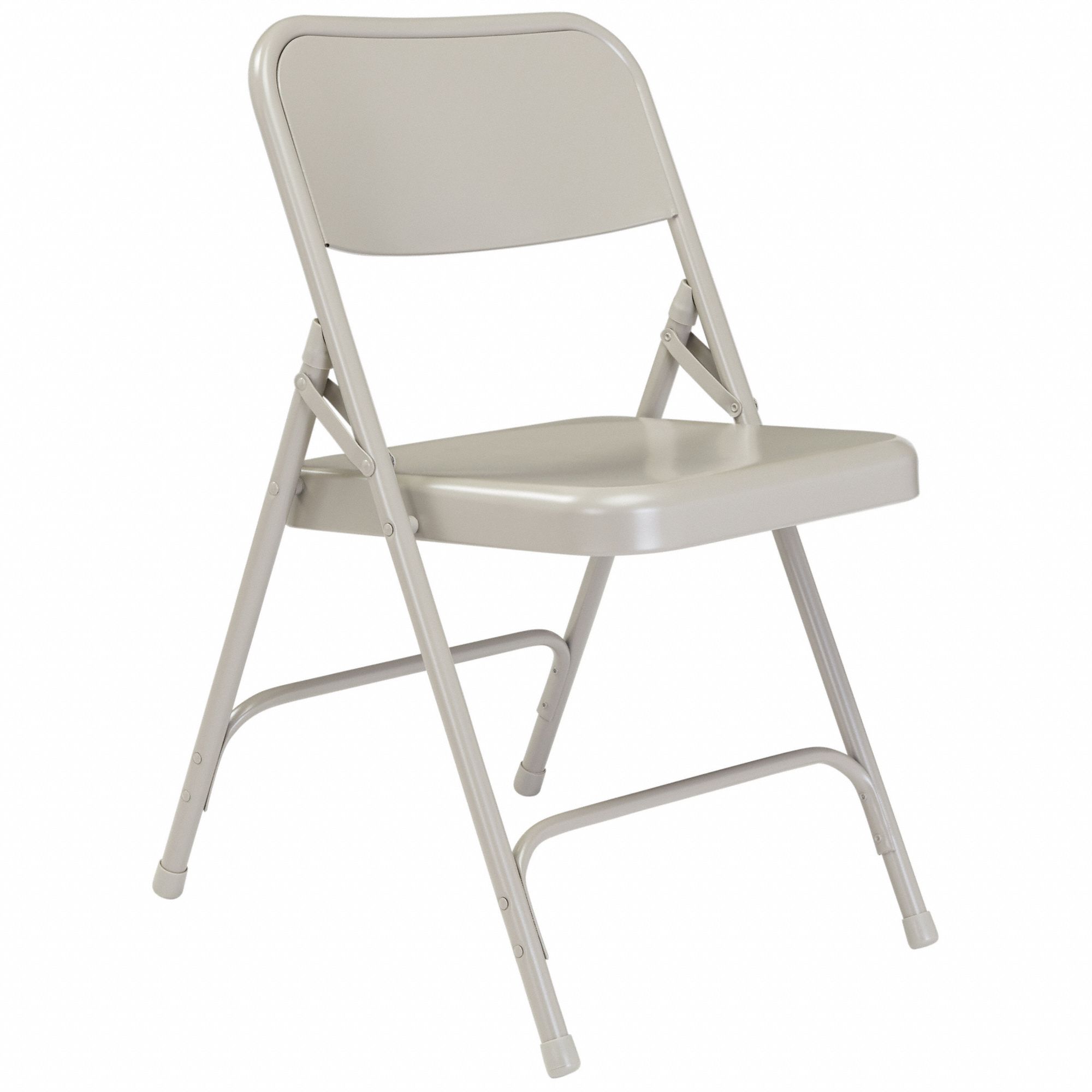 Folding Chair: Steel Seat, Steel Frame, Gray Seat, 500 lb Wt Capacity