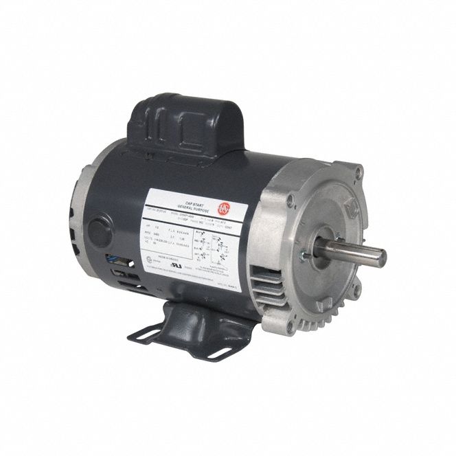 General Purpose Motor: Single Phase, 1 hp, 115/208-230V AC, 143TC Frame Size, 1, 725 RPM