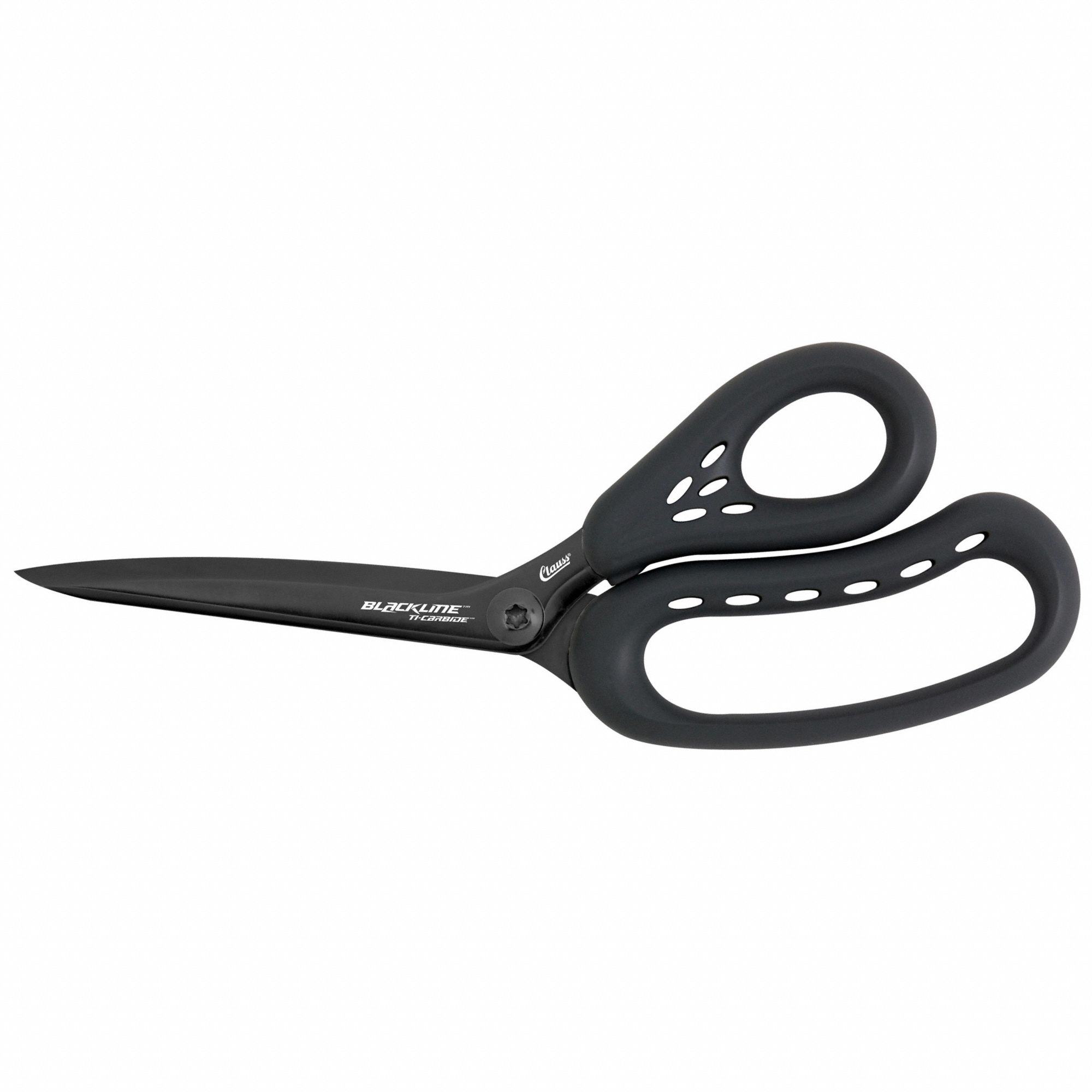 Shear: Right-Hand, 8 in Overall Lg, Partially Serrated, Titanium Bonded, Pointed, Black