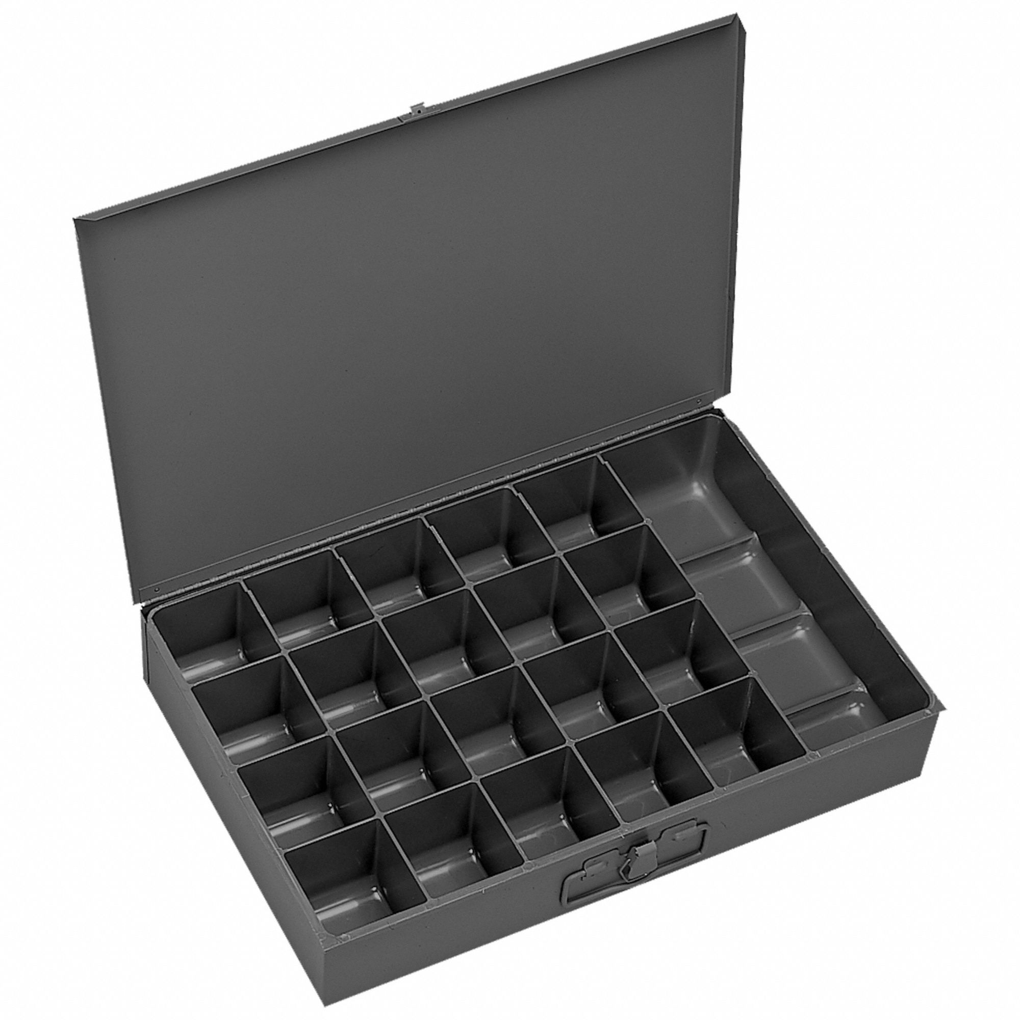 COMPARTMENT DRAWER, 13⅝ IN X 9⅞ IN X 2⅛ IN, 21 COMPARTMENTS, GREY, PIANO