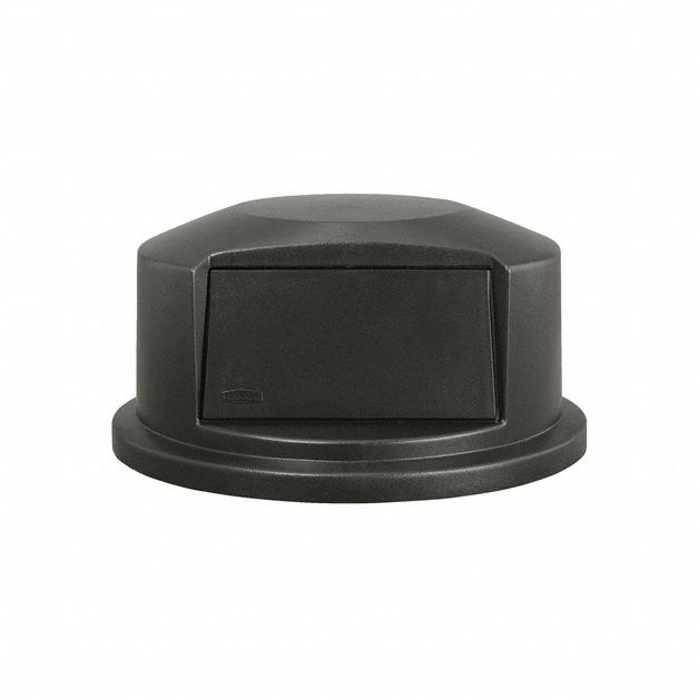 Trash Can Top: Round, 32 gal Capacity, 24 3/4 in Overall Dia, Black