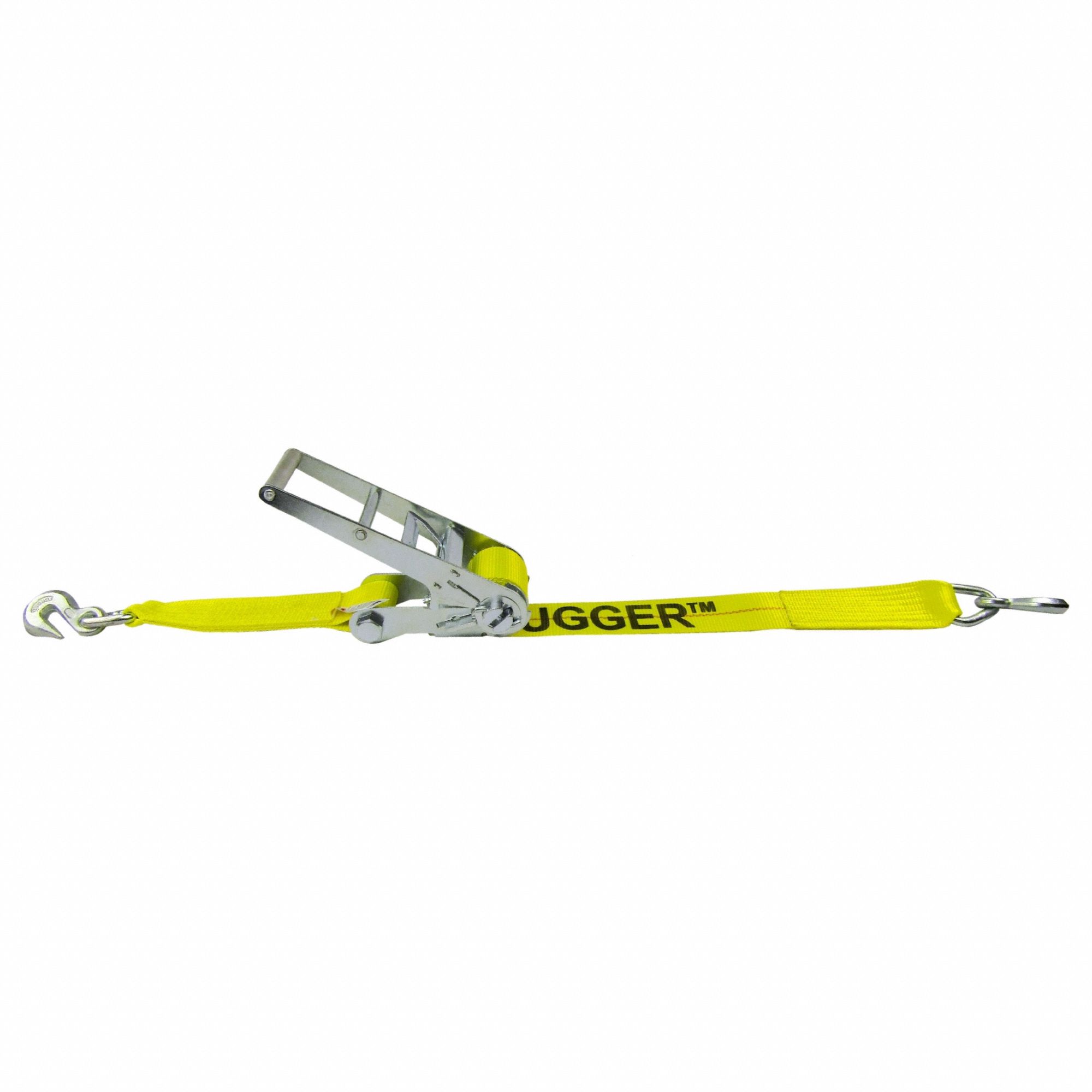 TIE DOWN STRAP, RATCHET, GRAB-HOOK, GEN PURPOSE, 3 IN W, 5,000 LB WLL, YELLOW, 27 FT L