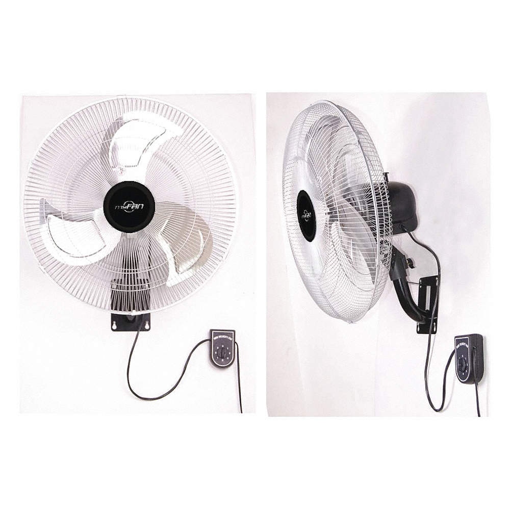 Koovin Ventilador de Pared Industrial con oscilación de 150 °-Ventilador de Montaje en Pared de Alta Velocidad de Seguridad Negro Interior/Exterior 