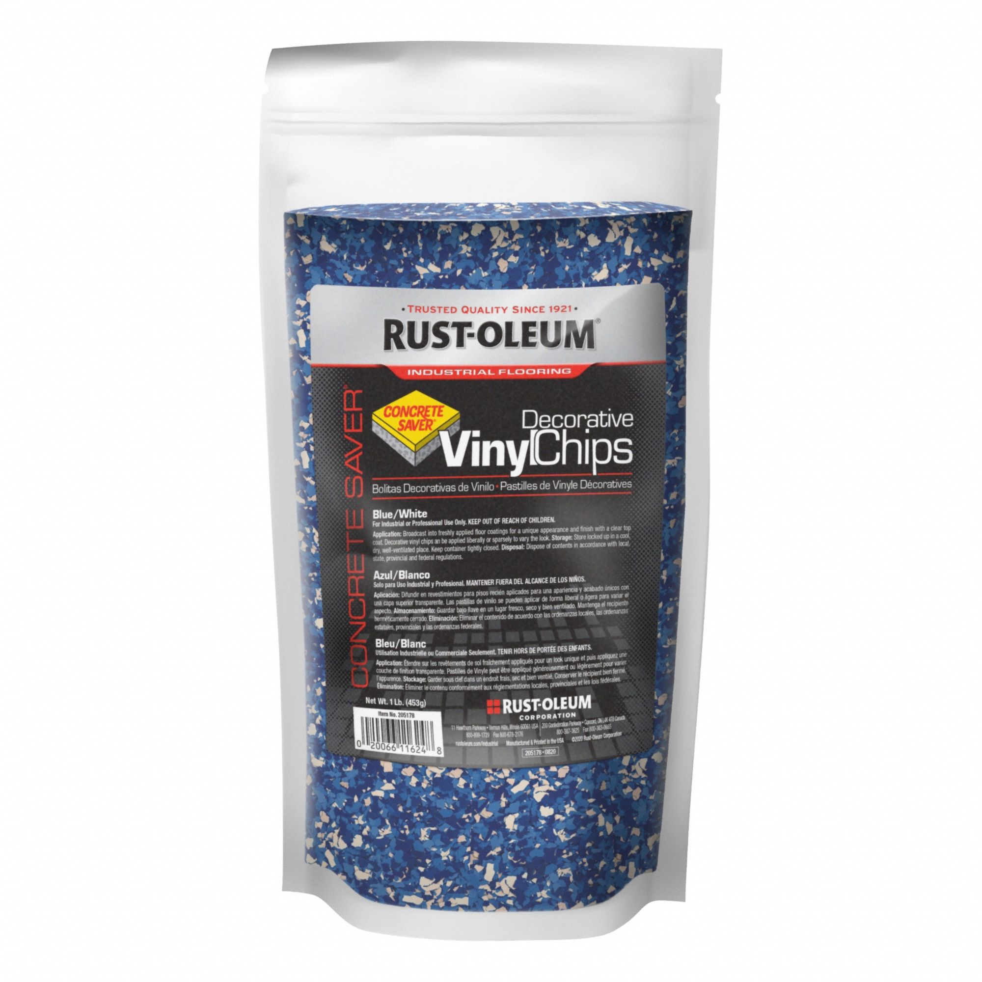 Floor Chips: Blue/White, 0.002 lb/sq ft Coverage Area, Interior, 1 lb Container