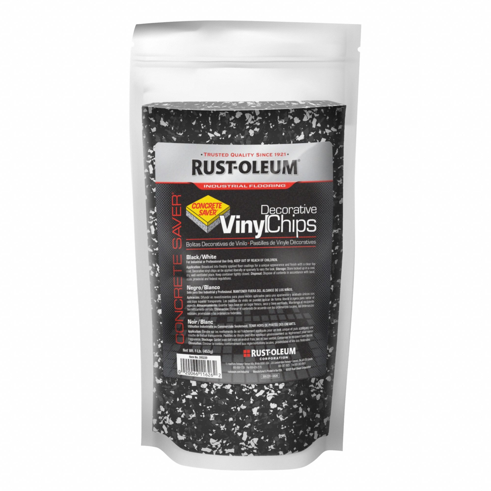 Floor Chips: Black/White, 0.002 lb/sq ft Coverage Area, Interior, 1 lb Container