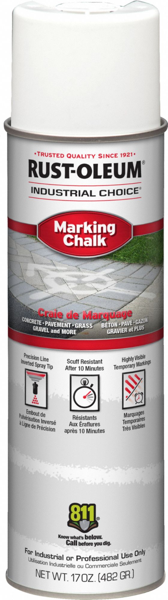 Inverted Marking Chalk: Inverted Paint Dispensing, White, 20 oz