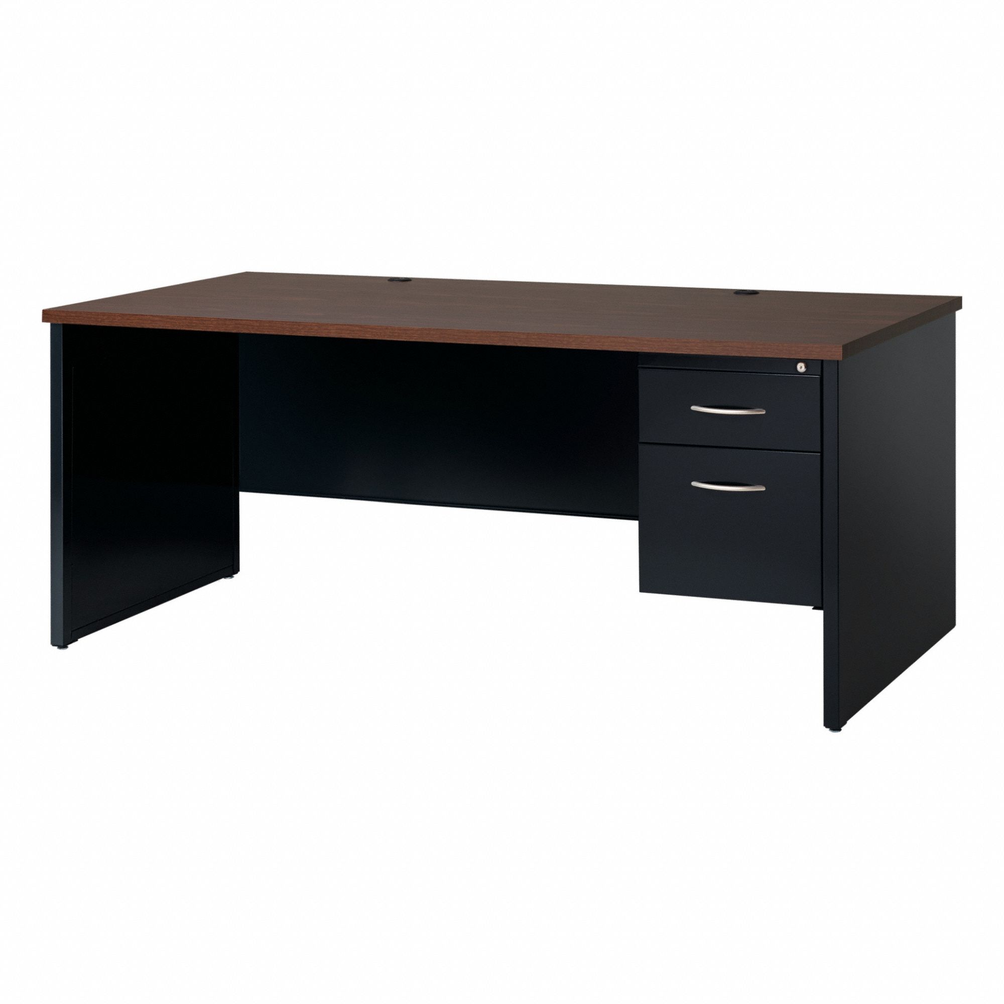 Desk Pedestal: Melamine Laminate with Particleboard Core, Walnut, 1 Pedestals, 2 Drawers