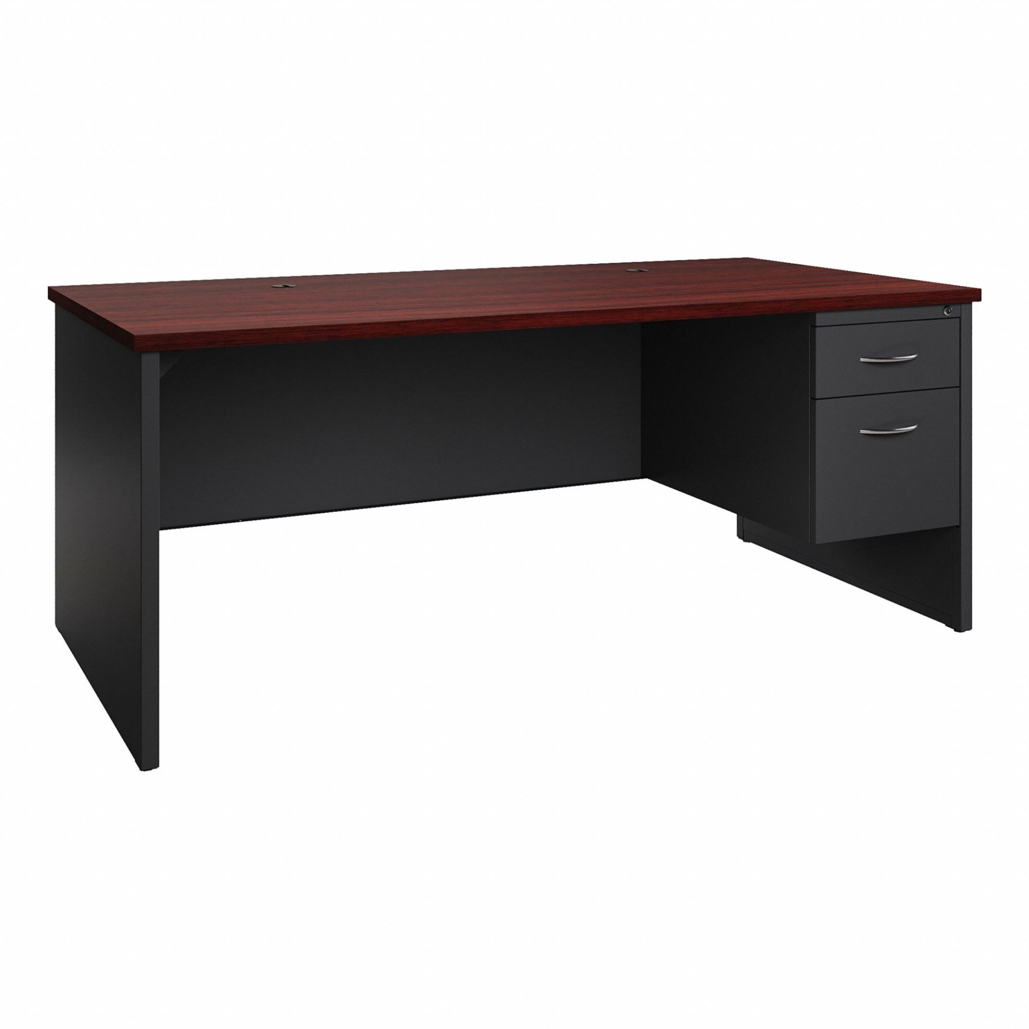 Desk Pedestal: Melamine Laminate with Particleboard Core, Mahogany, 1 Pedestals, 2 Drawers