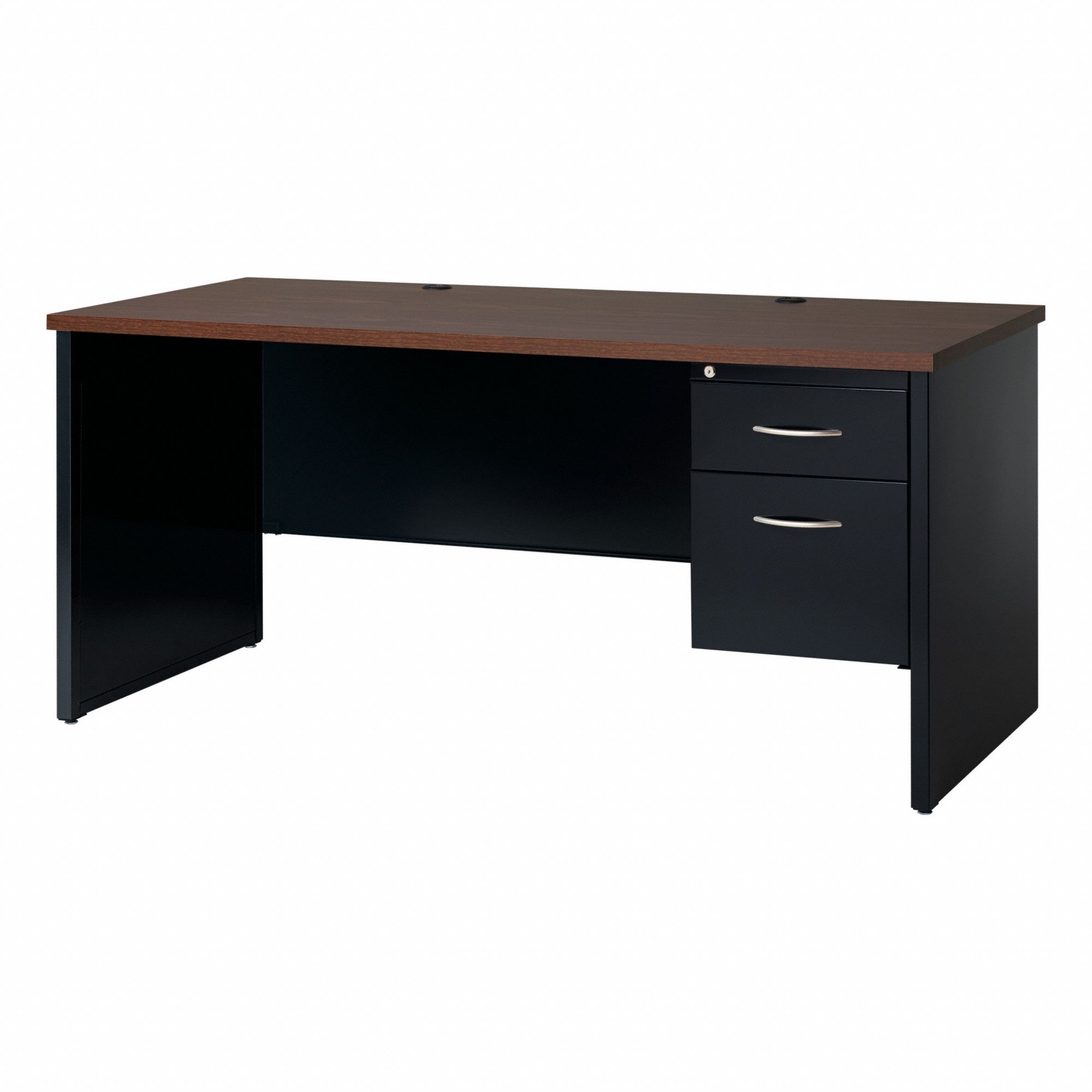 Desk Pedestal: Melamine Laminate with Particleboard Core, Walnut, 1 Pedestals, 2 Drawers