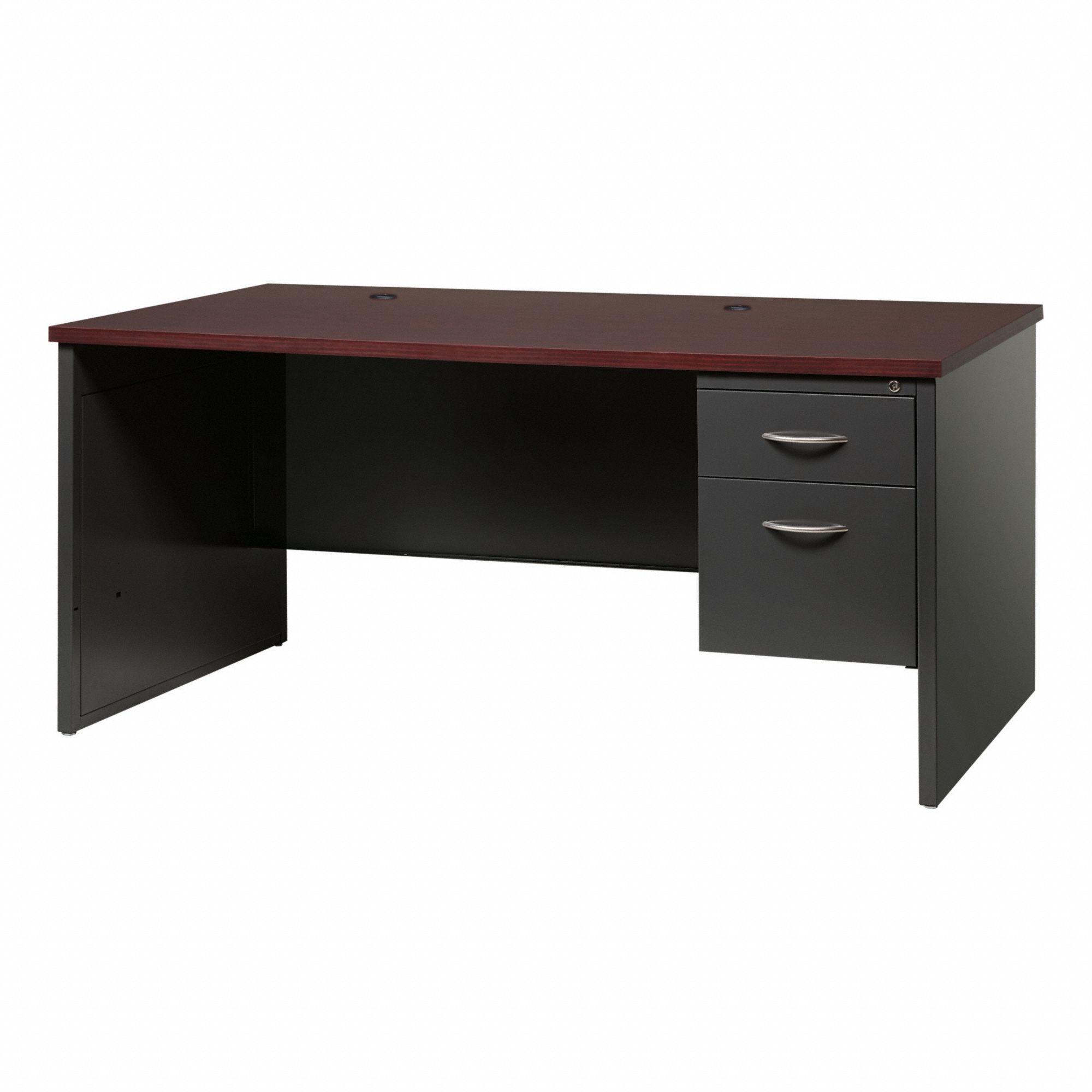 DESK PEDESTAL,66 IN W,CHARCOAL/MAHOGANY