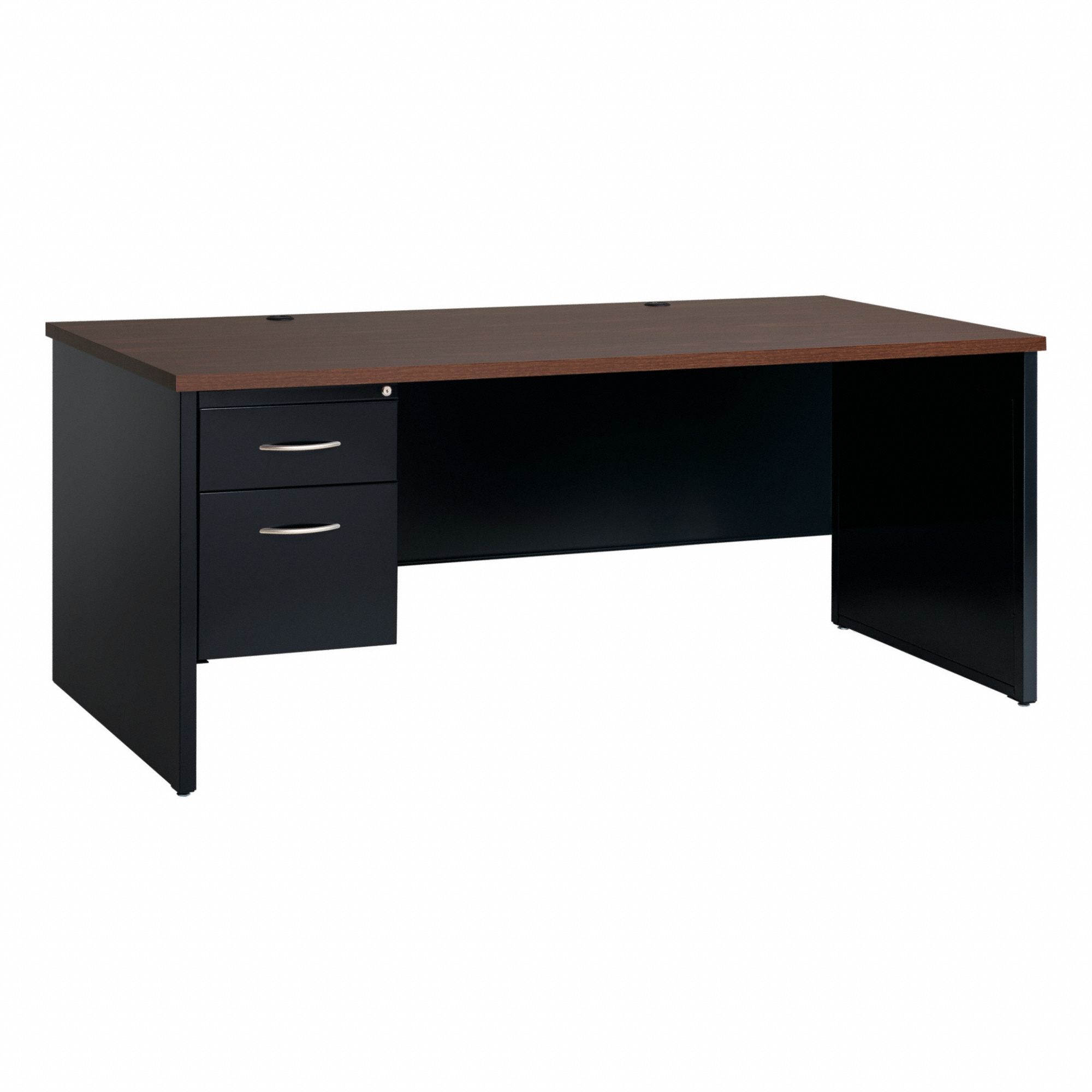 DESK PEDESTAL,STEEL,72 IN W,BLACK/WALNUT