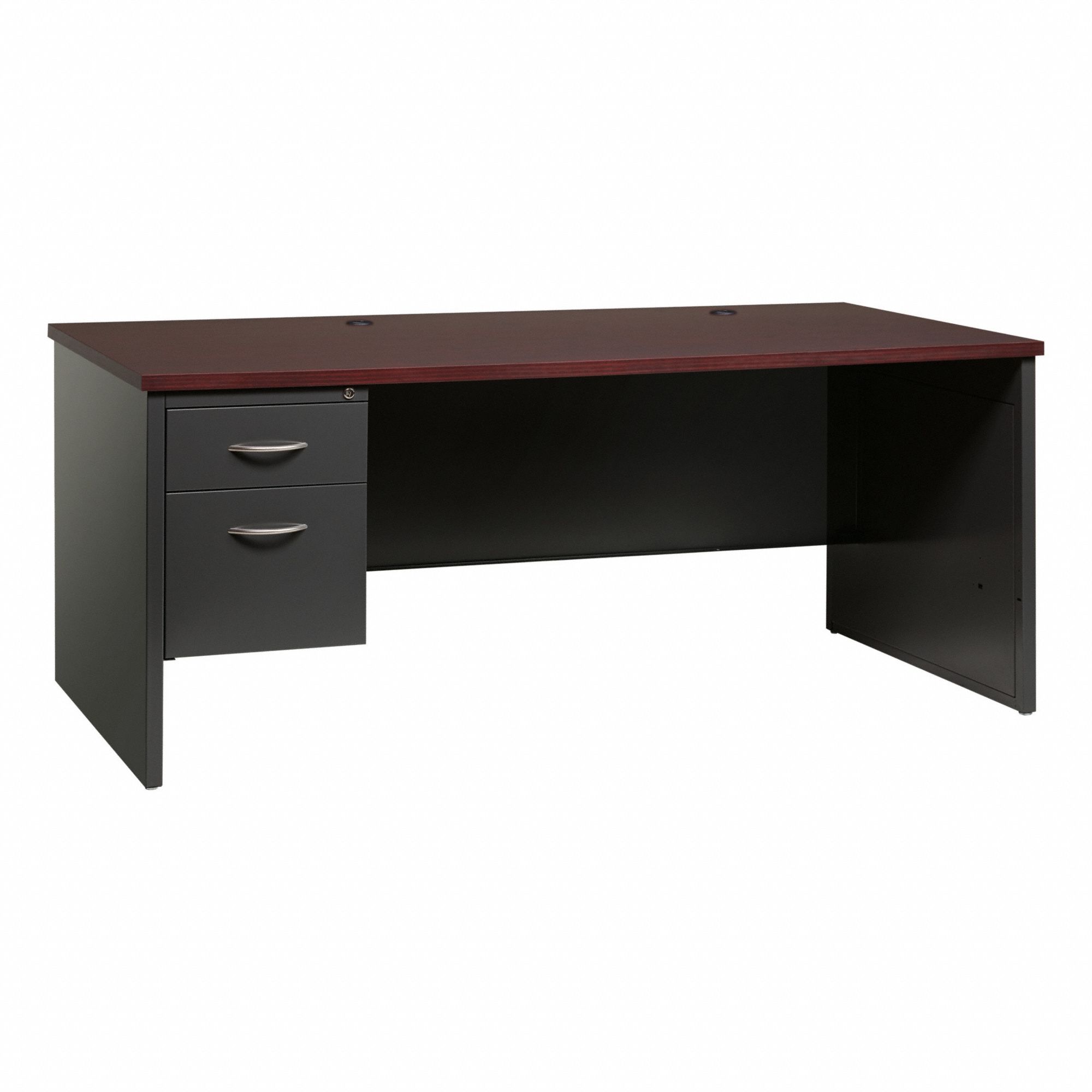 DESK PEDESTAL,72 IN W,CHARCOAL/MAHOGANY