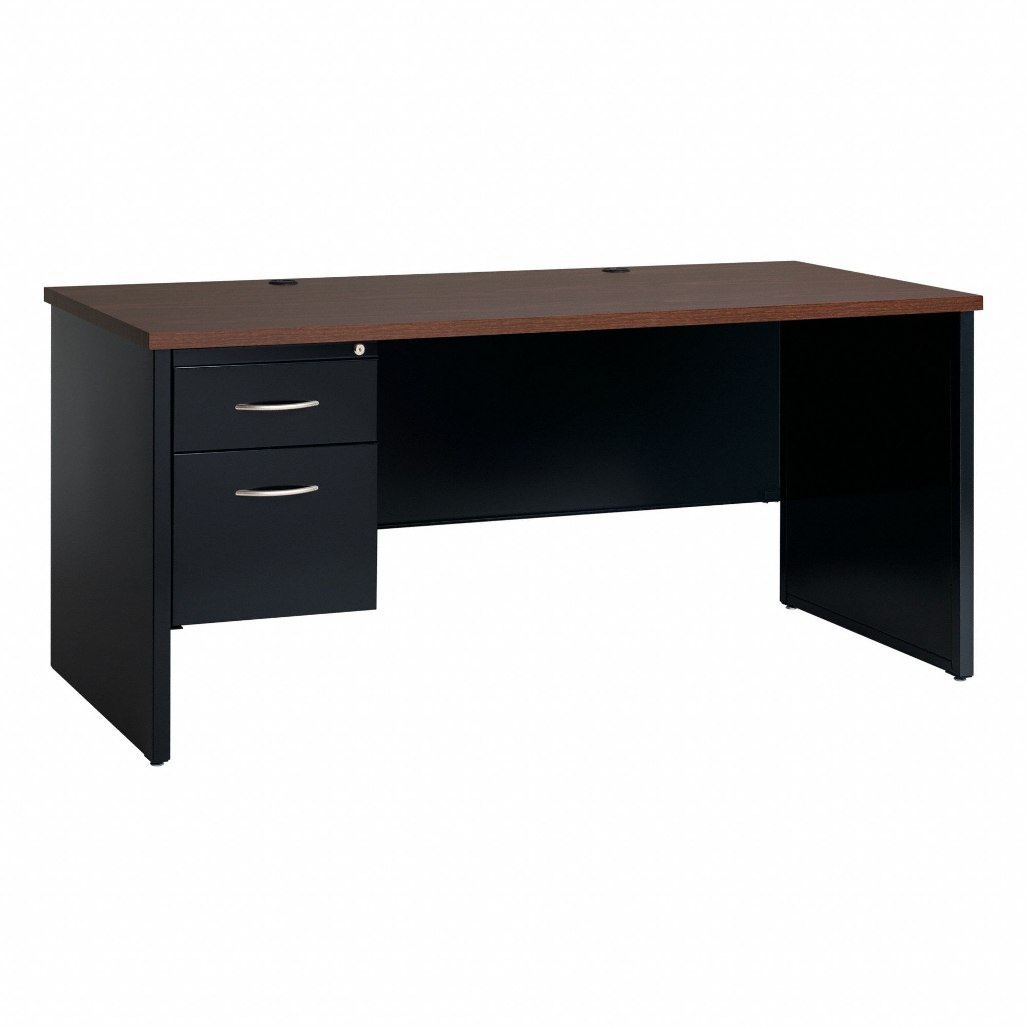 DESK PEDESTAL,STEEL,66 IN W,BLACK/WALNUT