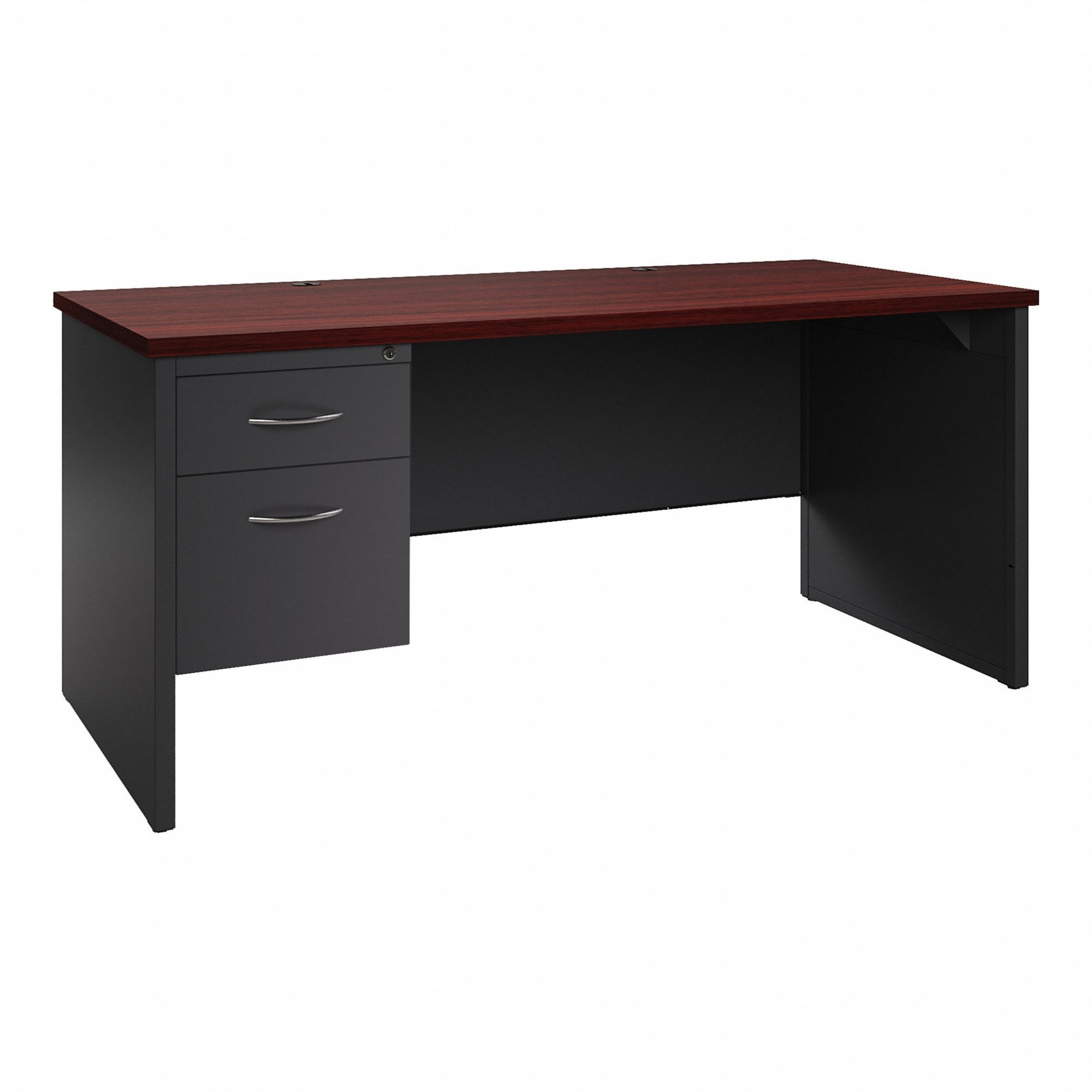 Desk Pedestal: Melamine Laminate with Particleboard Core, Mahogany, 1 Pedestals, 2 Drawers