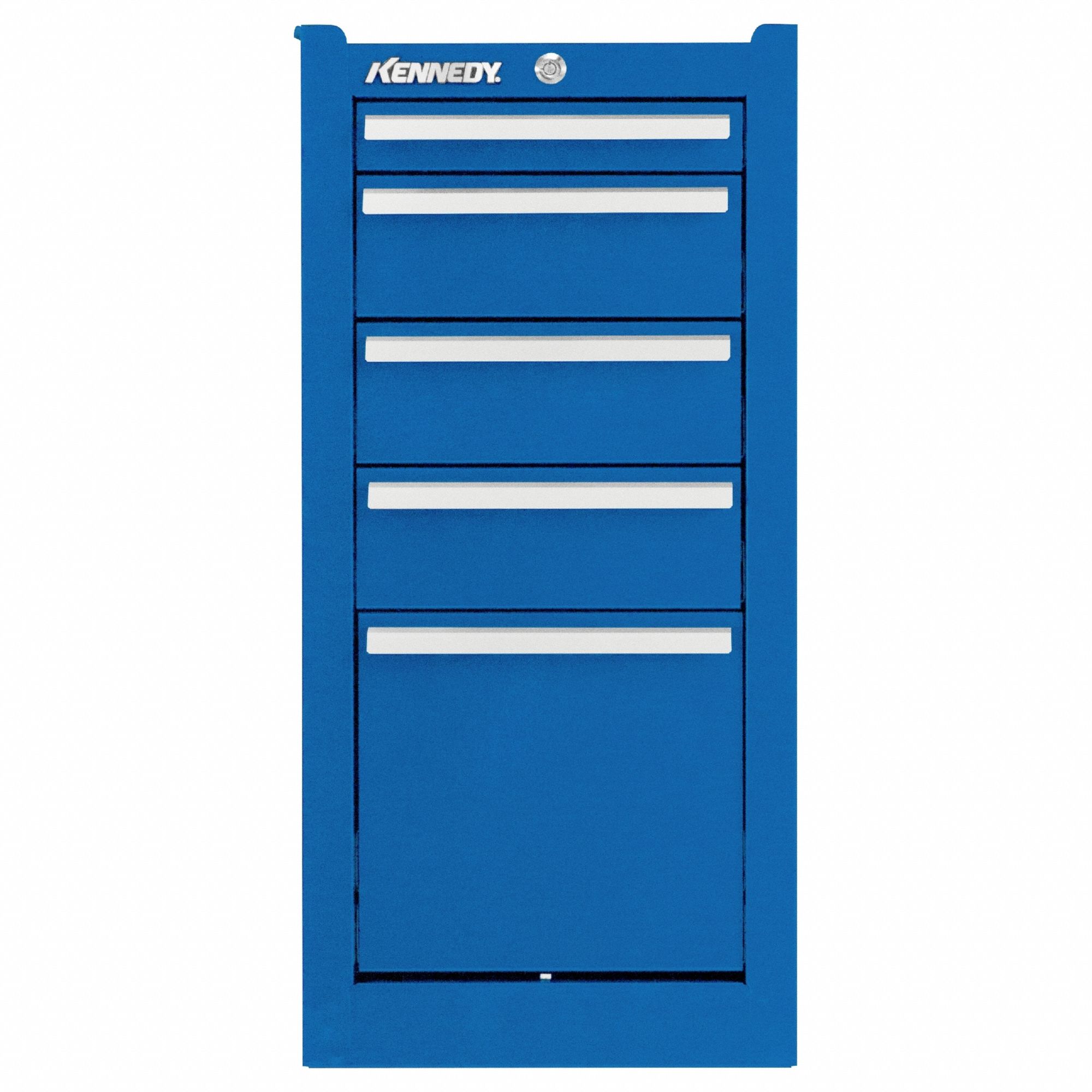 Side Cabinet: Blue, 5 Drawers, Keyed, 13 5/8 in W x 18 in D x 29 1/16 in H, K1800