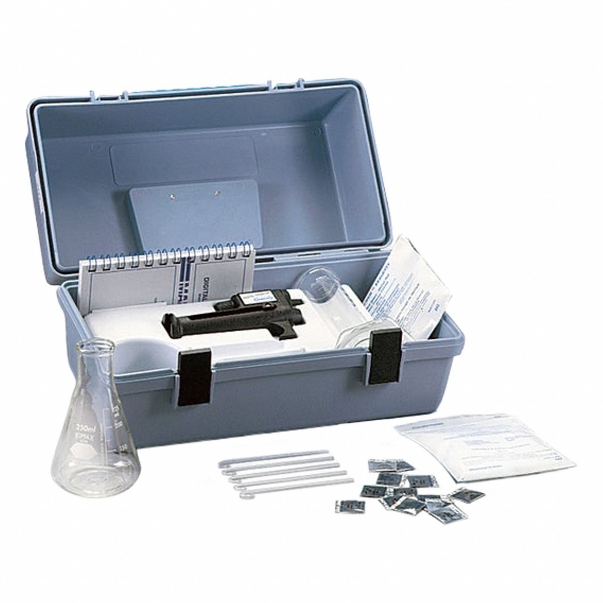 Alkalinity Test Kit: Alkalinity, 10 to 4000 mg/L CaCO₃, 0.1 to 10, 100 Tests, 8 Pieces