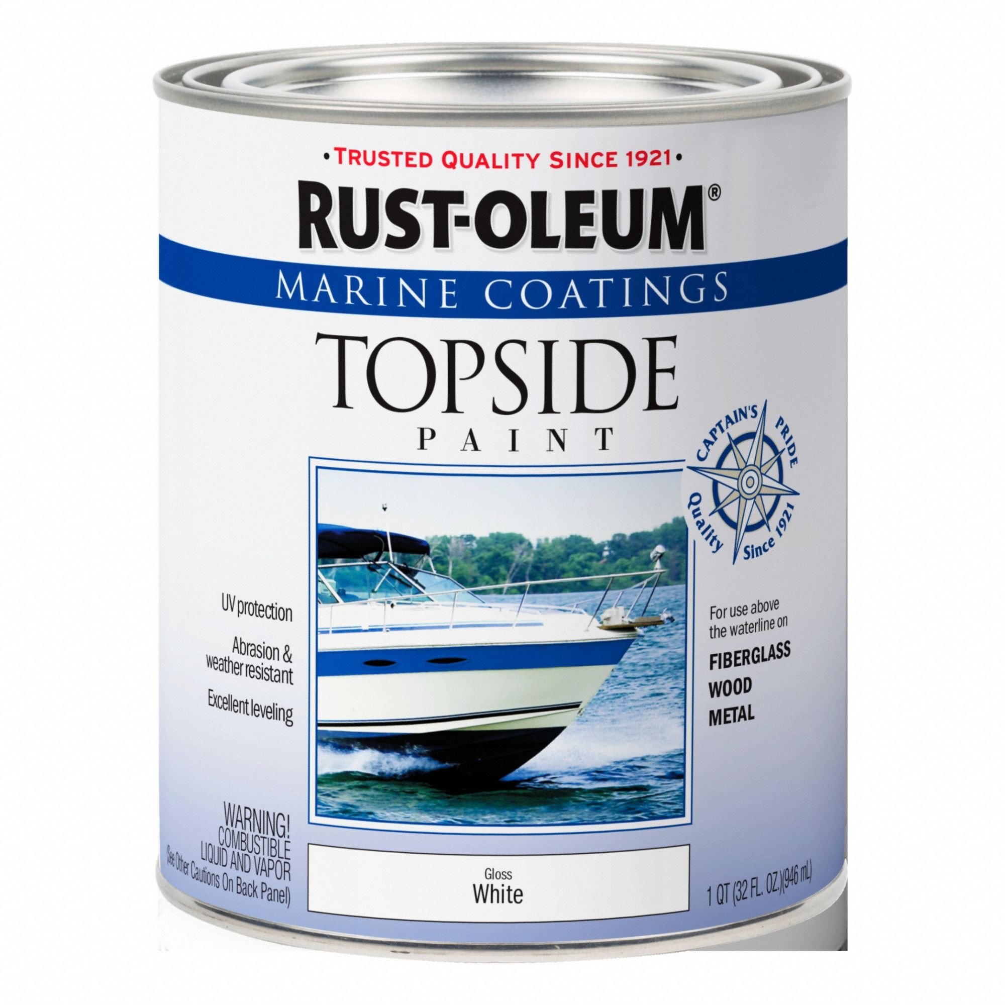 Marine Paint: Alkyd, Gloss, White, 1 qt Container