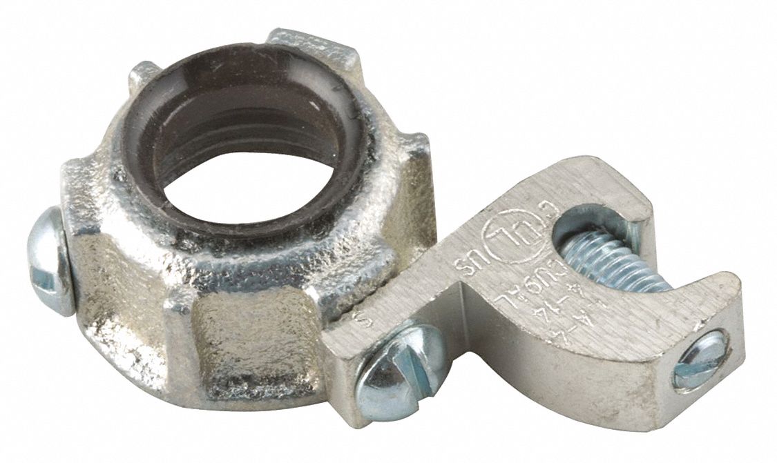 Grounding Bushing: Iron, Zinc Plated, 1 in Trade Size, 31/32 in Overall Lg, Insulated