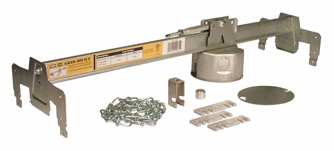 RACO, 931, Ceiling Box,2-1/2 D,Grid-Brace,4