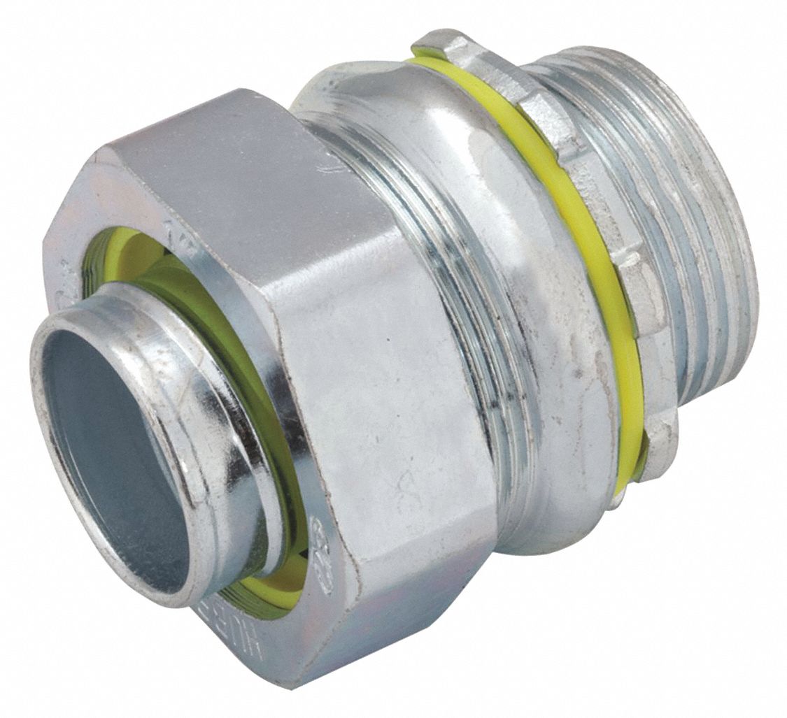 Liquid Tight Connector: Steel, 3 1/2 in Trade Size, Straight, Non-Insulated