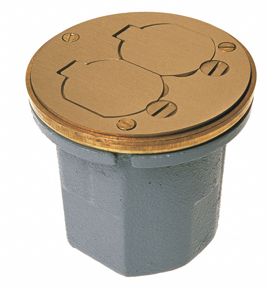 Flr Box, Cast Iron, Assbly Brass Duplx Cvr