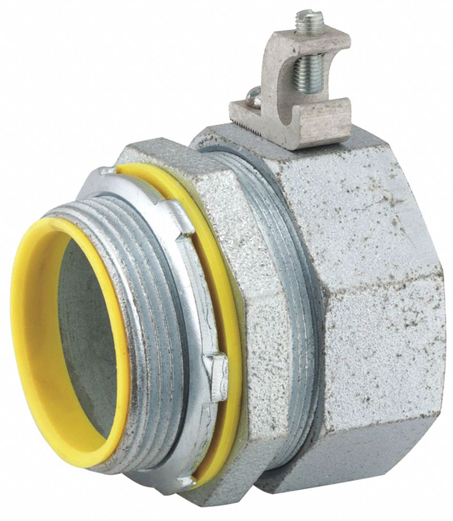 Liquid Tight Connector: Steel, 2 1/2 in Trade Size, Straight, Insulated