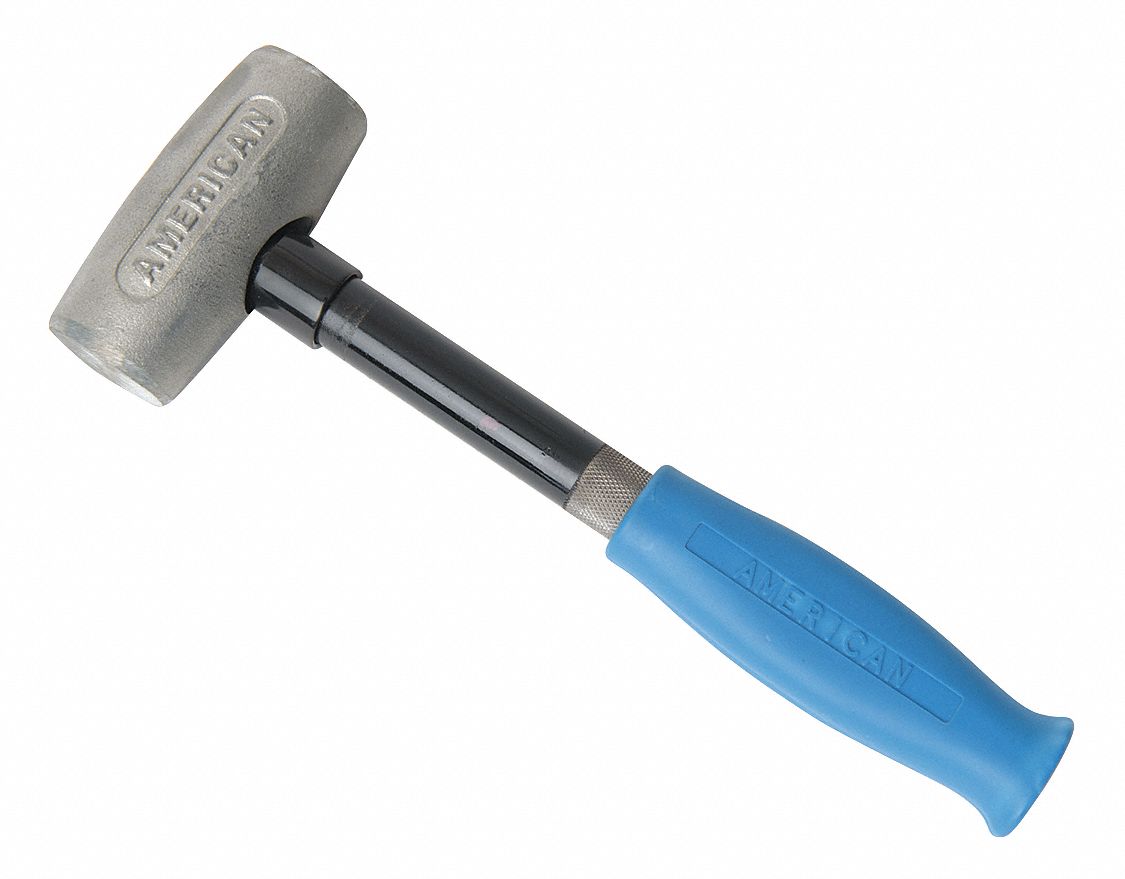 Mallet: Steel Handle, 2 lb Head Wt, 1 3/4 in Dia, 4 in Head Lg, 14 in Overall Lg