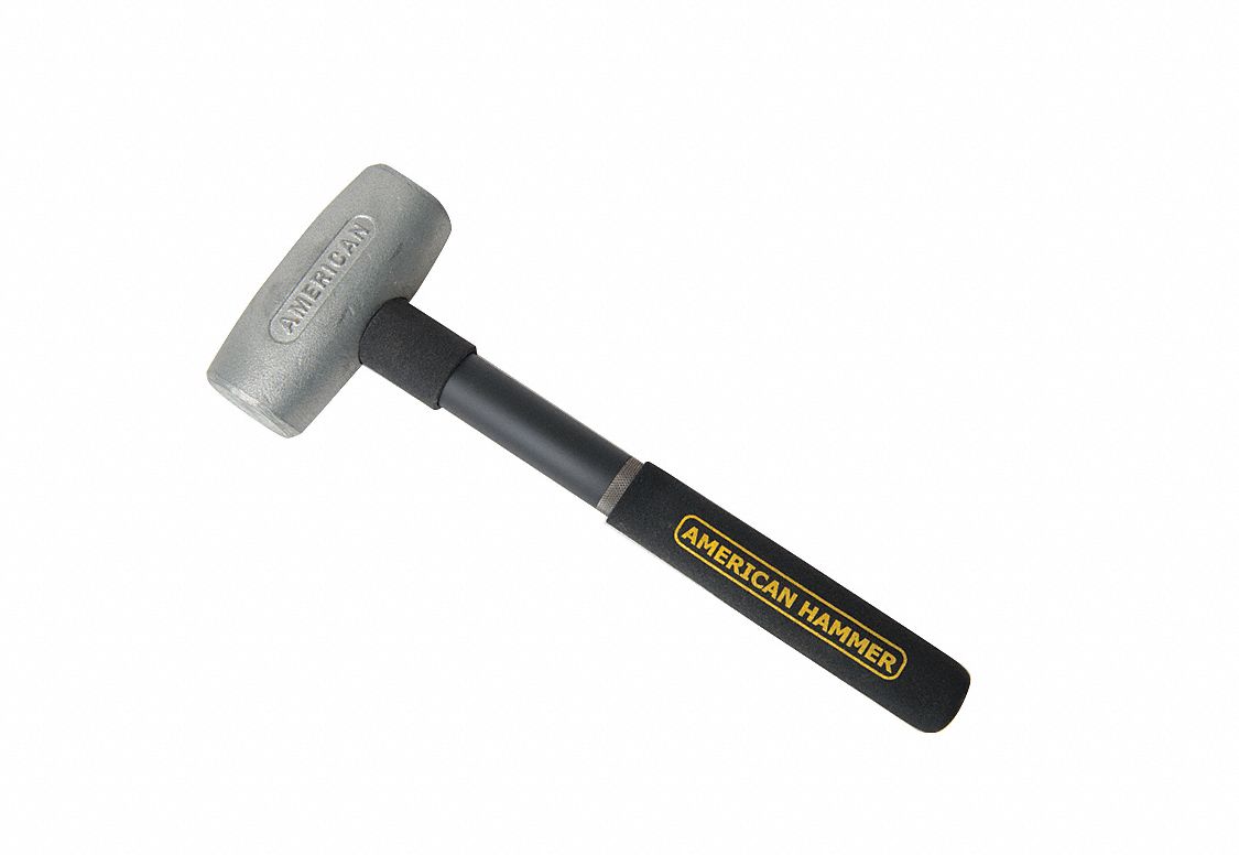 Non-Sparking Hammer: Steel Handle, 3 lb Head Wt, 2 1/4 in Dia, 5 in Head Lg, 16 in Overall Lg
