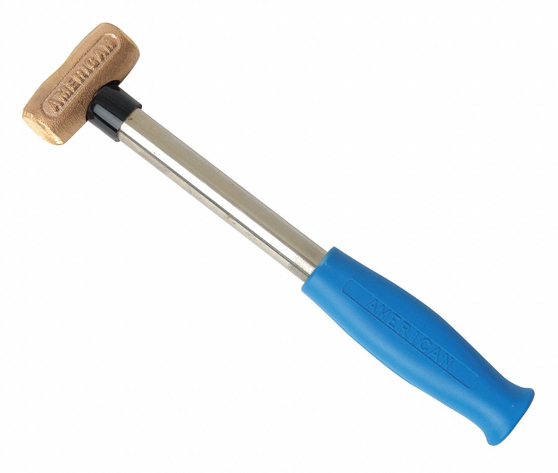 Mallet: Steel Handle, 1 lb Head Wt, 1 1/4 in Dia, 3 in Head Lg, 12 in Overall Lg