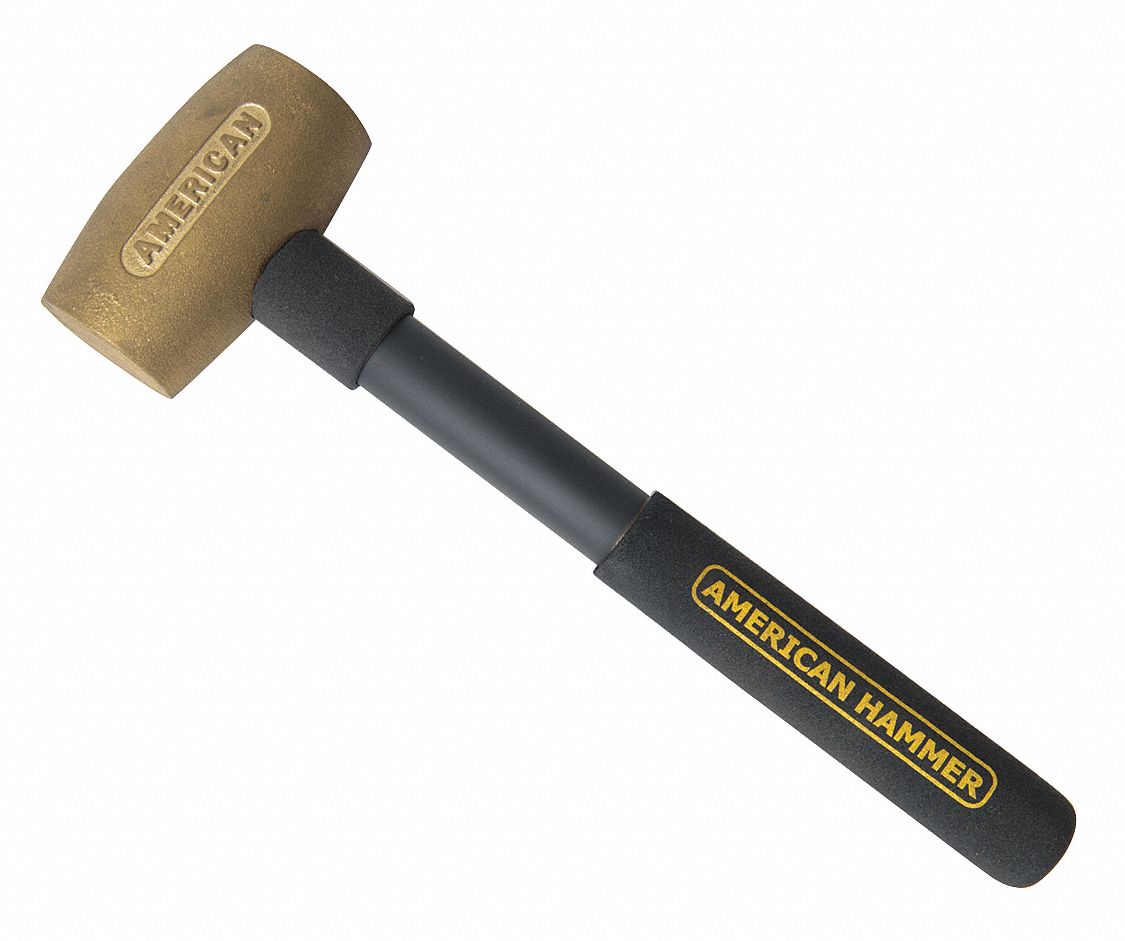Mallet: Steel Handle, 3 1/2 lb Head Wt, 2 in Dia, 4 in Head Lg, 14 in Overall Lg