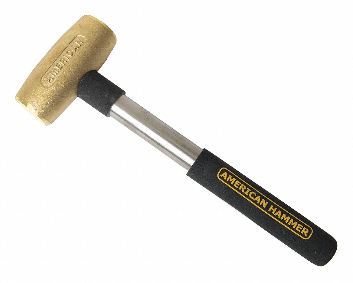 Mallet: Steel Handle, 3 lb Head Wt, 1 3/4 in Dia, 4 in Head Lg, 14 in Overall Lg