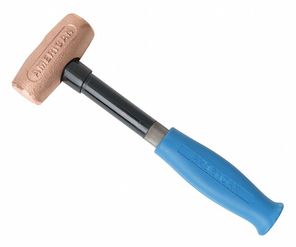 Mallet: Steel Handle, 2 lb Head Wt, 1 1/2 in Dia, 3 1/2 in Head Lg, 12 in Overall Lg