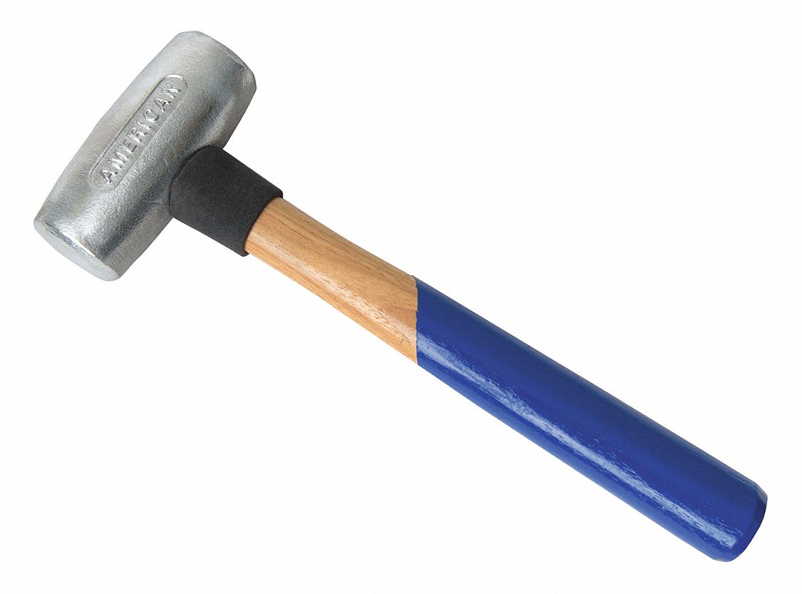 Non-Sparking Hammer: Wood Handle, 2 lb Head Wt, 1 3/4 in Dia, 4 in Head Lg, 14 in Overall Lg