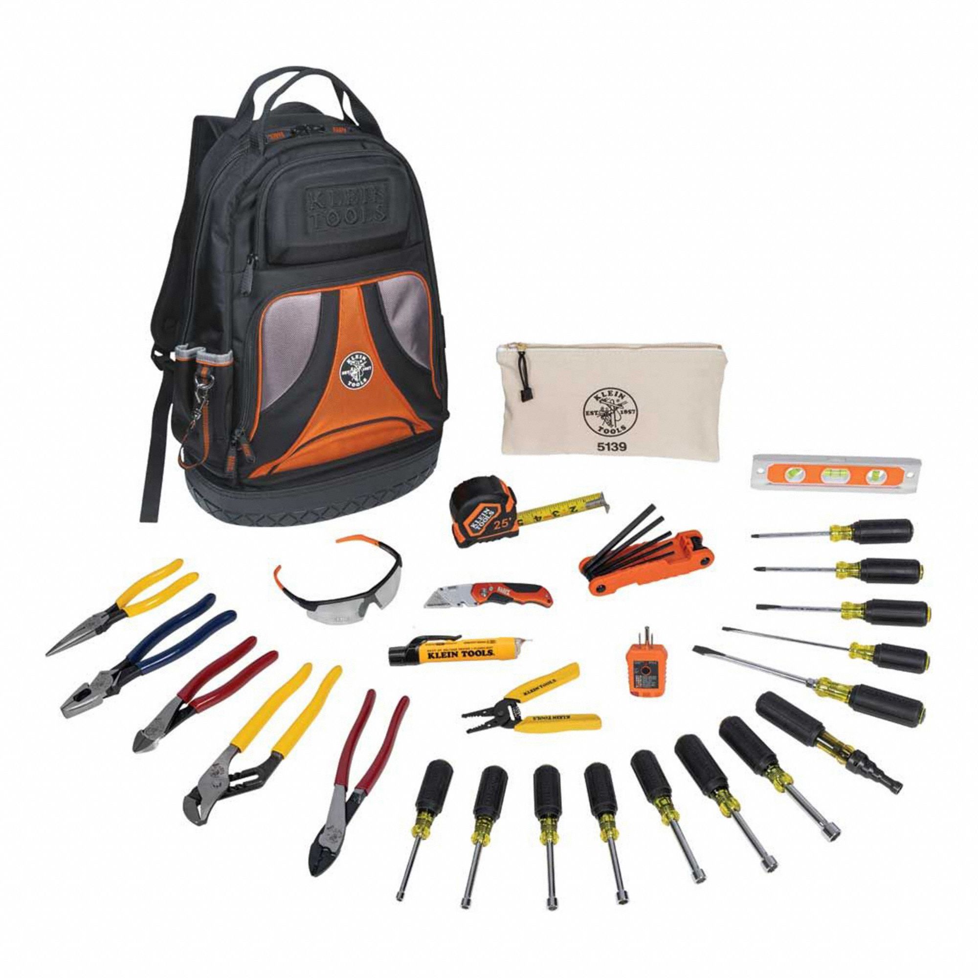 Electricians Tool Kit: 28 Total Pcs, Tool Backpack, 20 or more Pieces Range