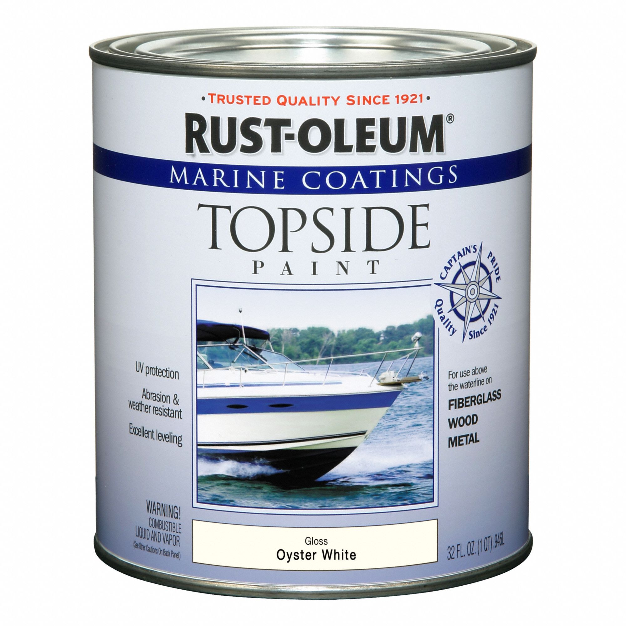 Marine Paint: Alkyd, Gloss, White, 1 qt Container