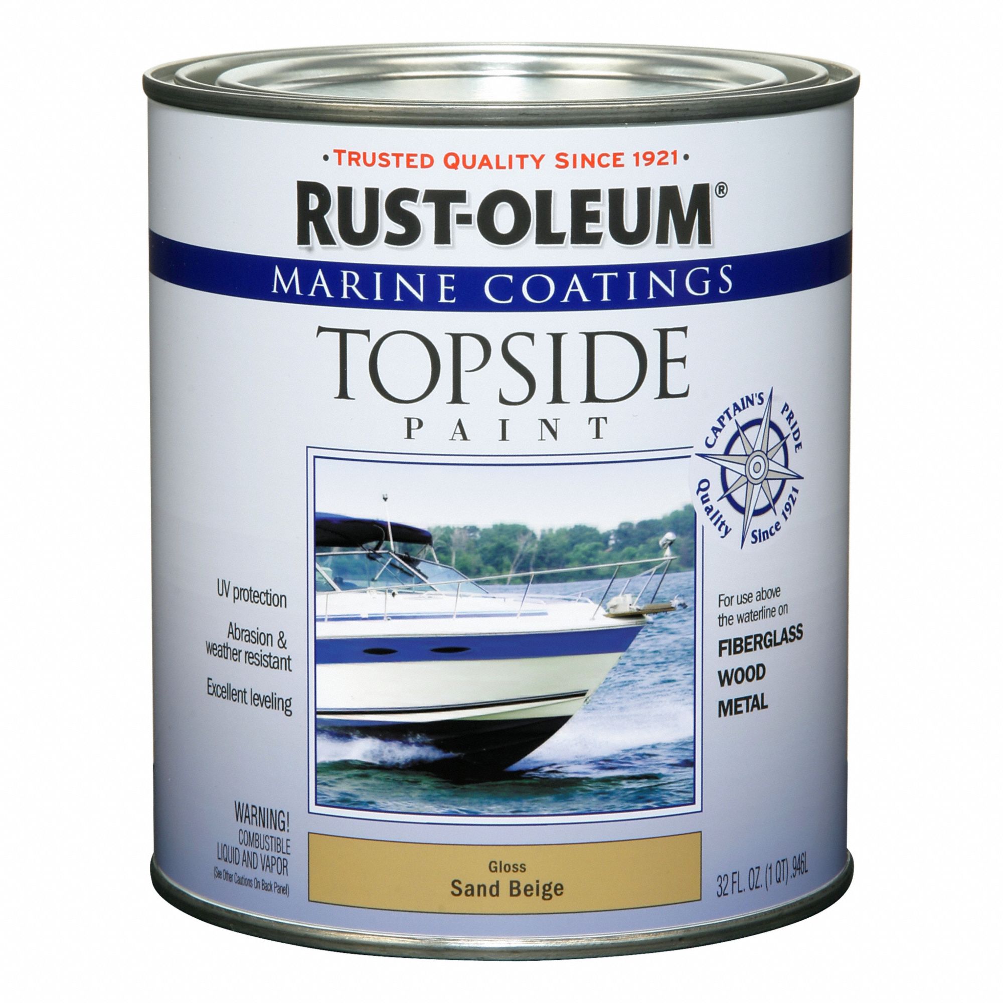 Marine Paint: Alkyd, Gloss, Beige, 1 qt Container