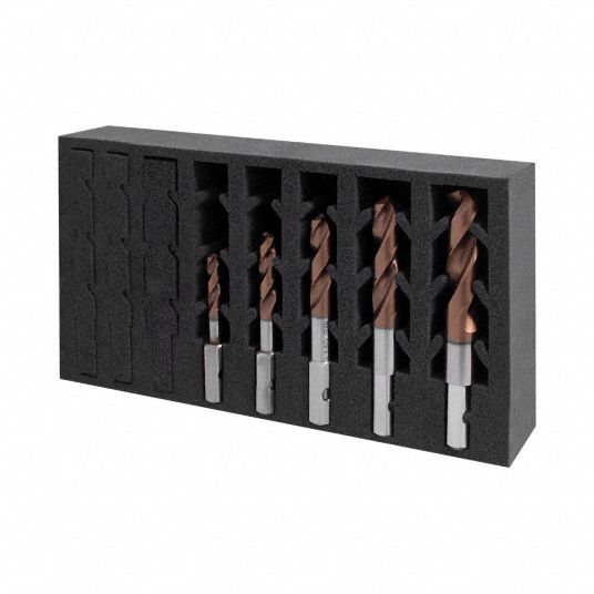 HOLEMAKER TECHNOLOGY, 5 Pc, 1/4 in to 9/16 in, Drill Bit Set - 893GH3 ...