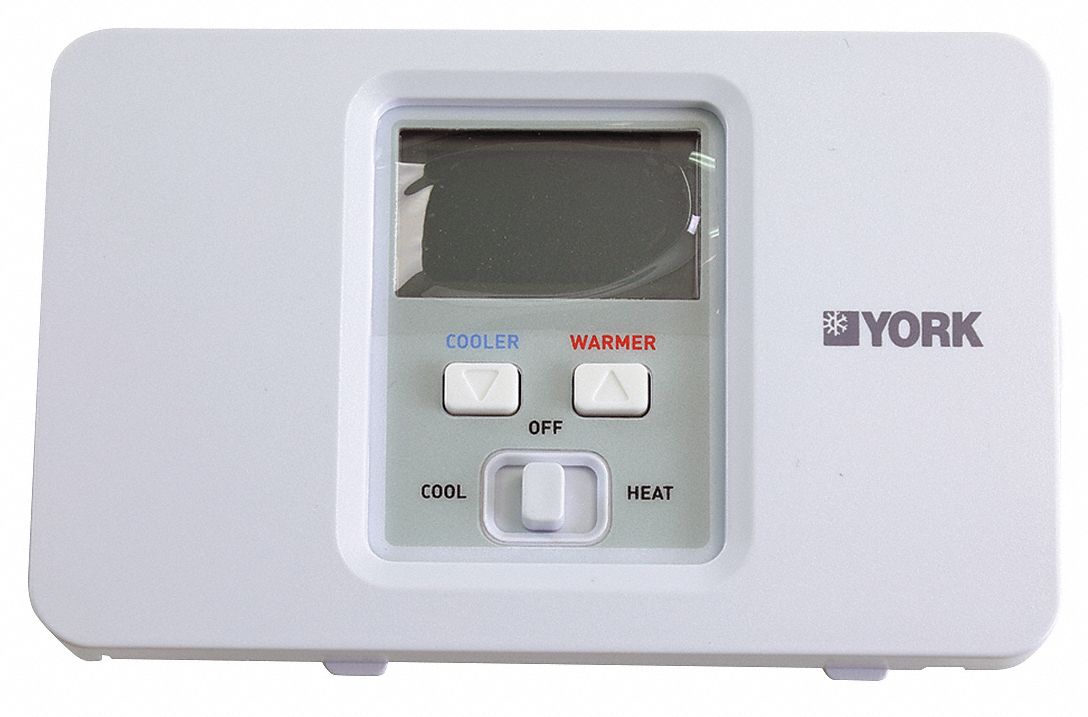 Thermostat, 1 Heat/1 Cool Stage, Non-Programmable: Fits York Brand