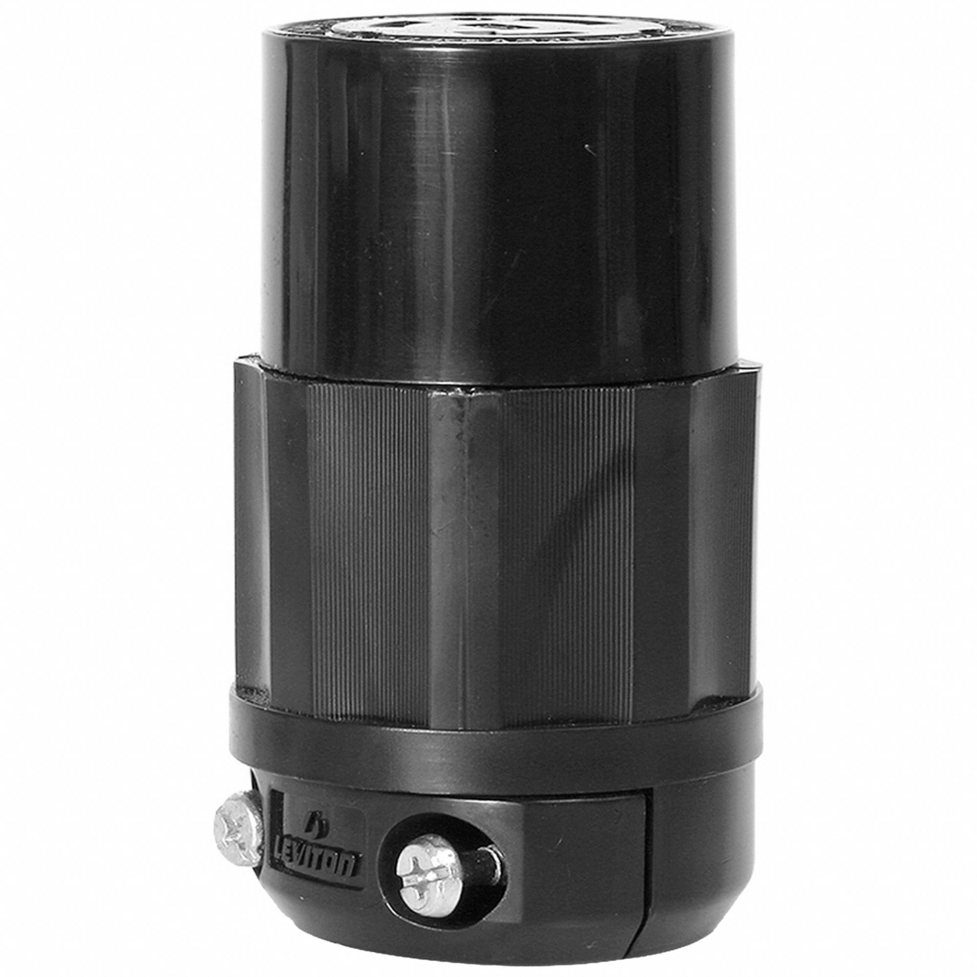 Locking Connector: L6-20R, 20 A, 250V AC, 2 Poles, Black, Screw Terminals