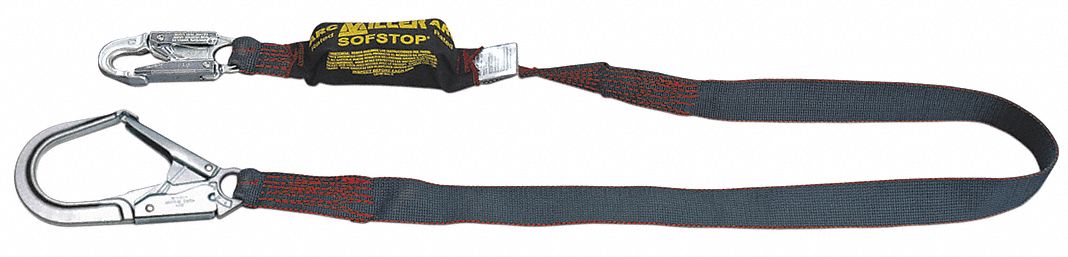 Shock-Absorbing Lanyard: Shock Pack, Arc-Flash Rated, Steel Rebar Hook, Steel Snap Hook