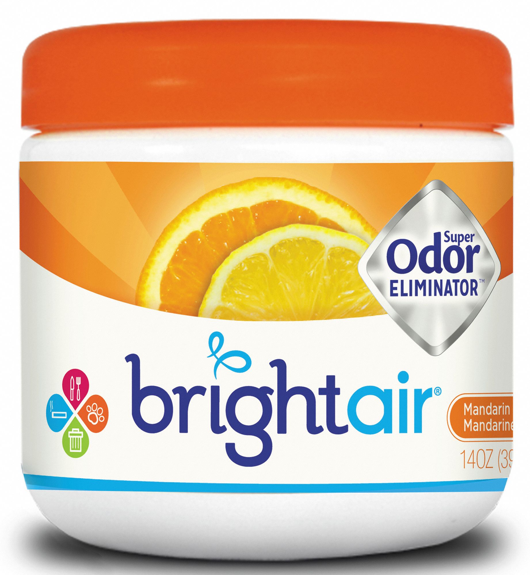 Deodorizer: Odor Eliminators, Jar, 14 oz Container Size, Gel, Ready to Use, Orange, 6 PK