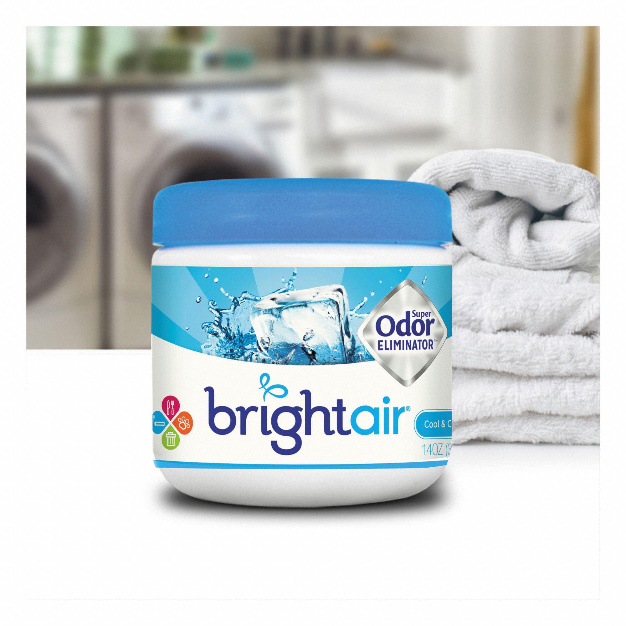 BRIGHT AIR Odor Eliminators, Jar, 14 oz, Gel, Cool and Clean, PK 6