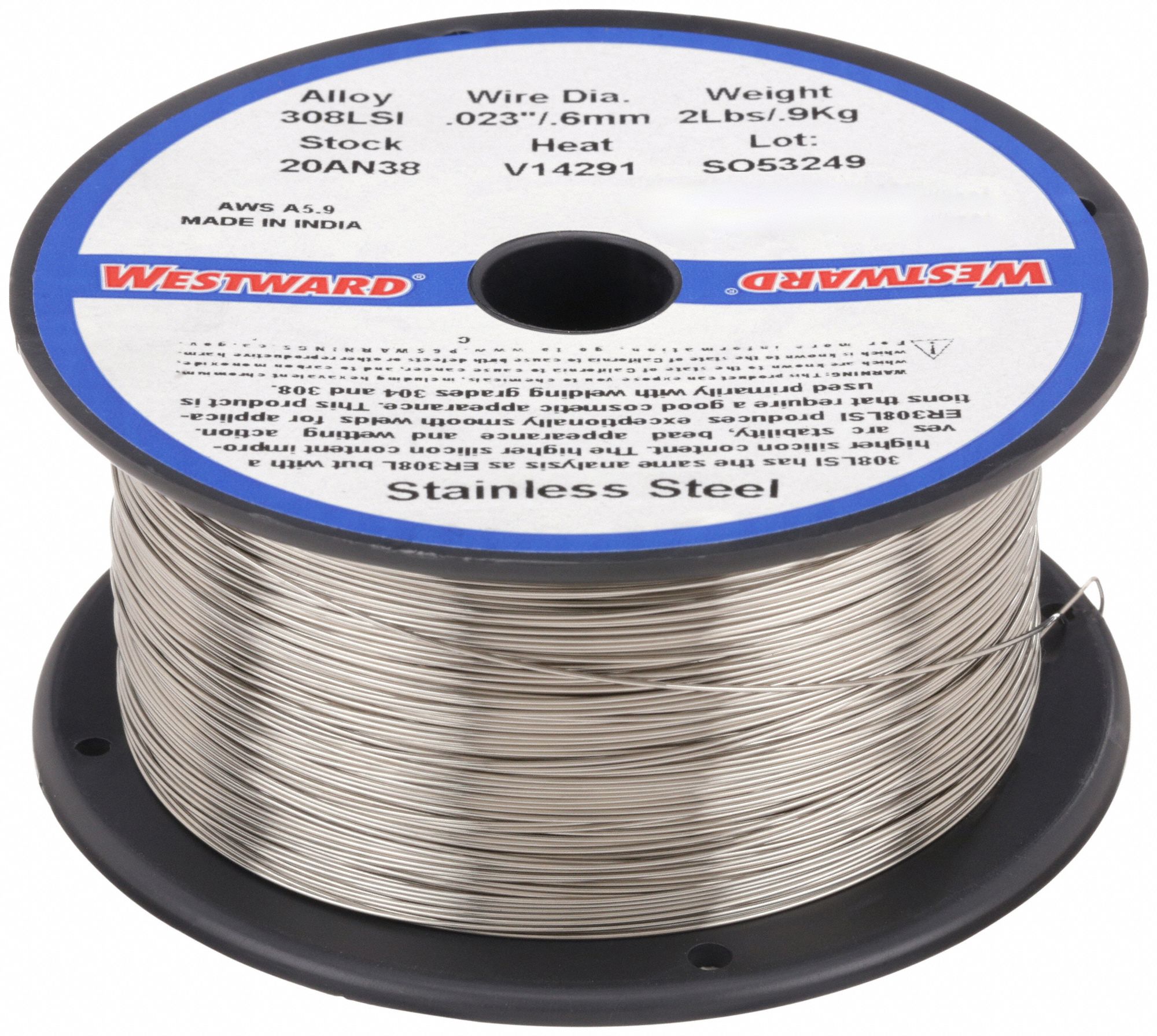 MIG Welding Wire: Stainless Steel, ER308Si/308LSi, 0.023 in, 2 lb