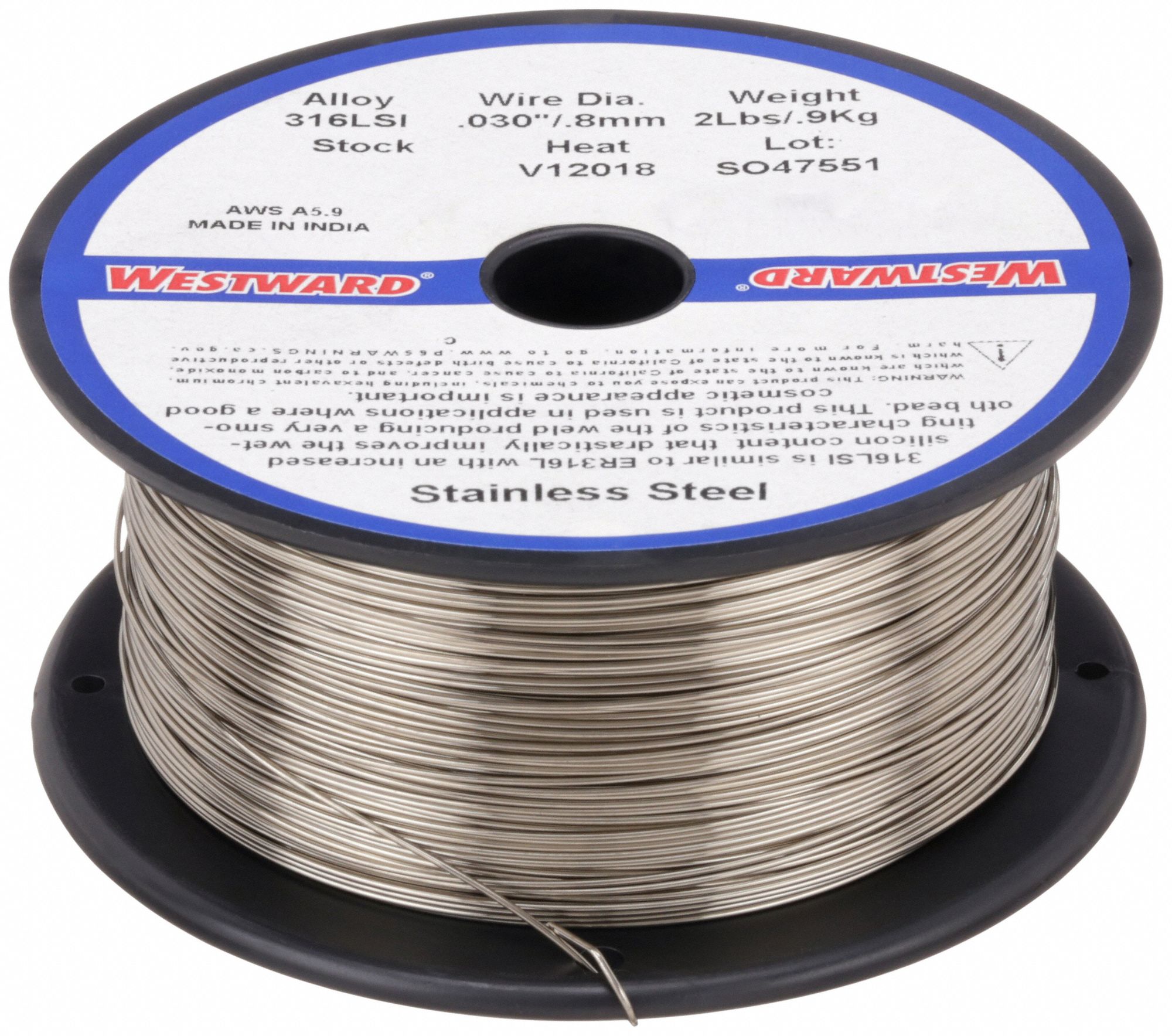MIG Welding Wire: Stainless Steel, ER316Si/316LSi, 0.03 in, 2 lb
