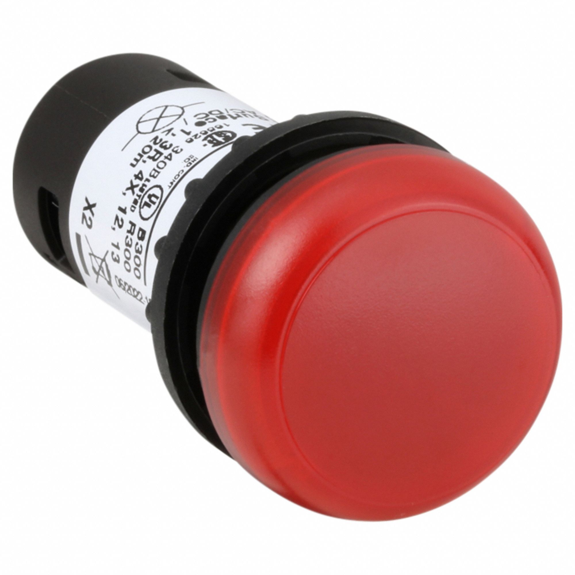 Flush Panel Light: 22 mm Panel Mounting Hole Dia, LED, Red, Flush Head, C22