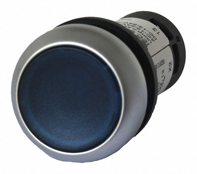 22mm LED 1NO Illuminated Push Button with Maintained Action, Blue
