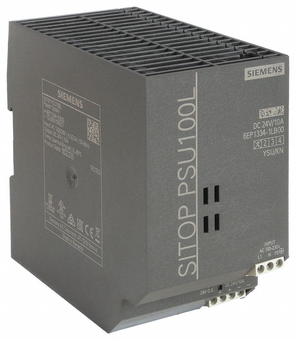 DC Power Supply: DIN Rail, 240 W Output Power - Rated, 10 A Current - Output, Single Phase